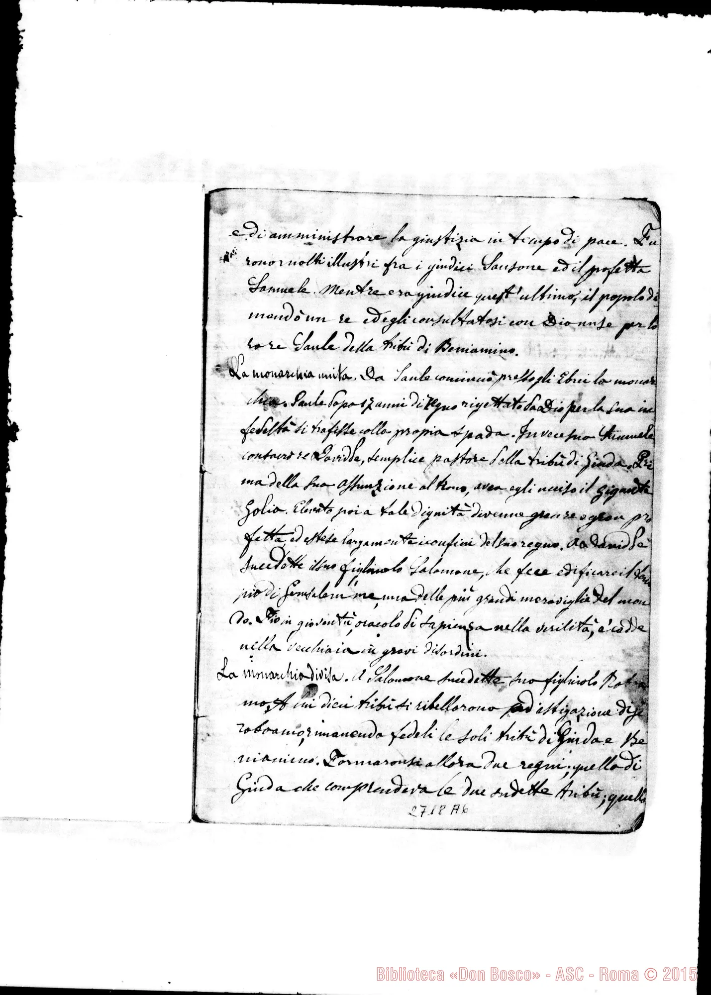 Fotogramma A 6 — Quaderno di Pellegrini G.: Storia Antica dettata da D. Rua aH’Oratorio: 1862