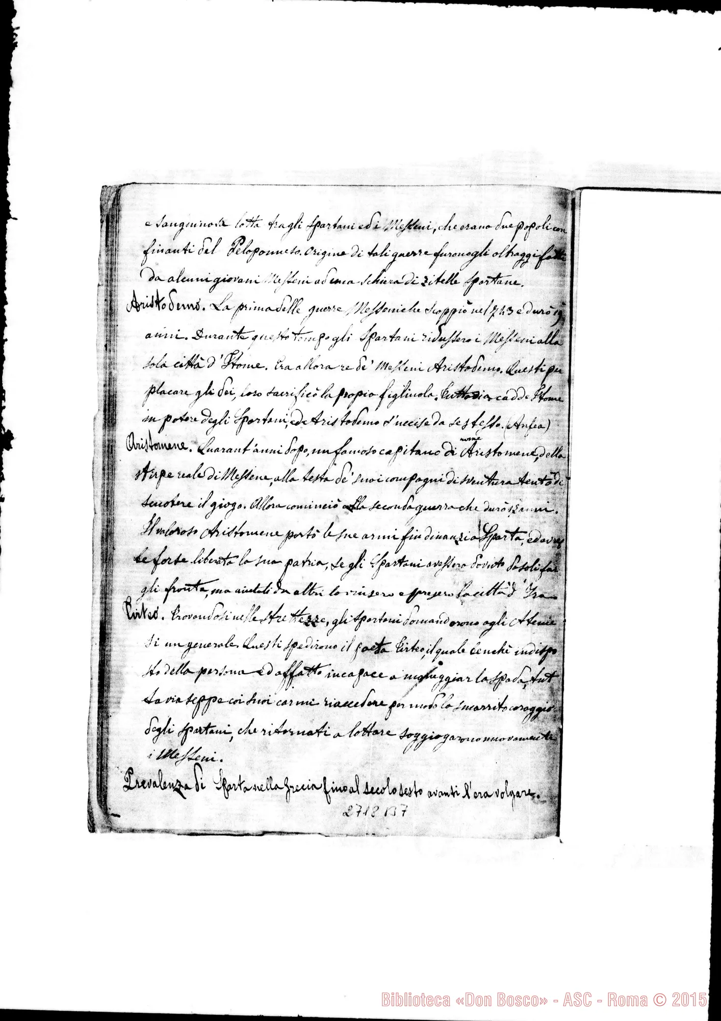 Fotogramma B 7 — Quaderno di Pellegrini G.: Storia Antica dettata da D. Rua aH’Oratorio: 1862