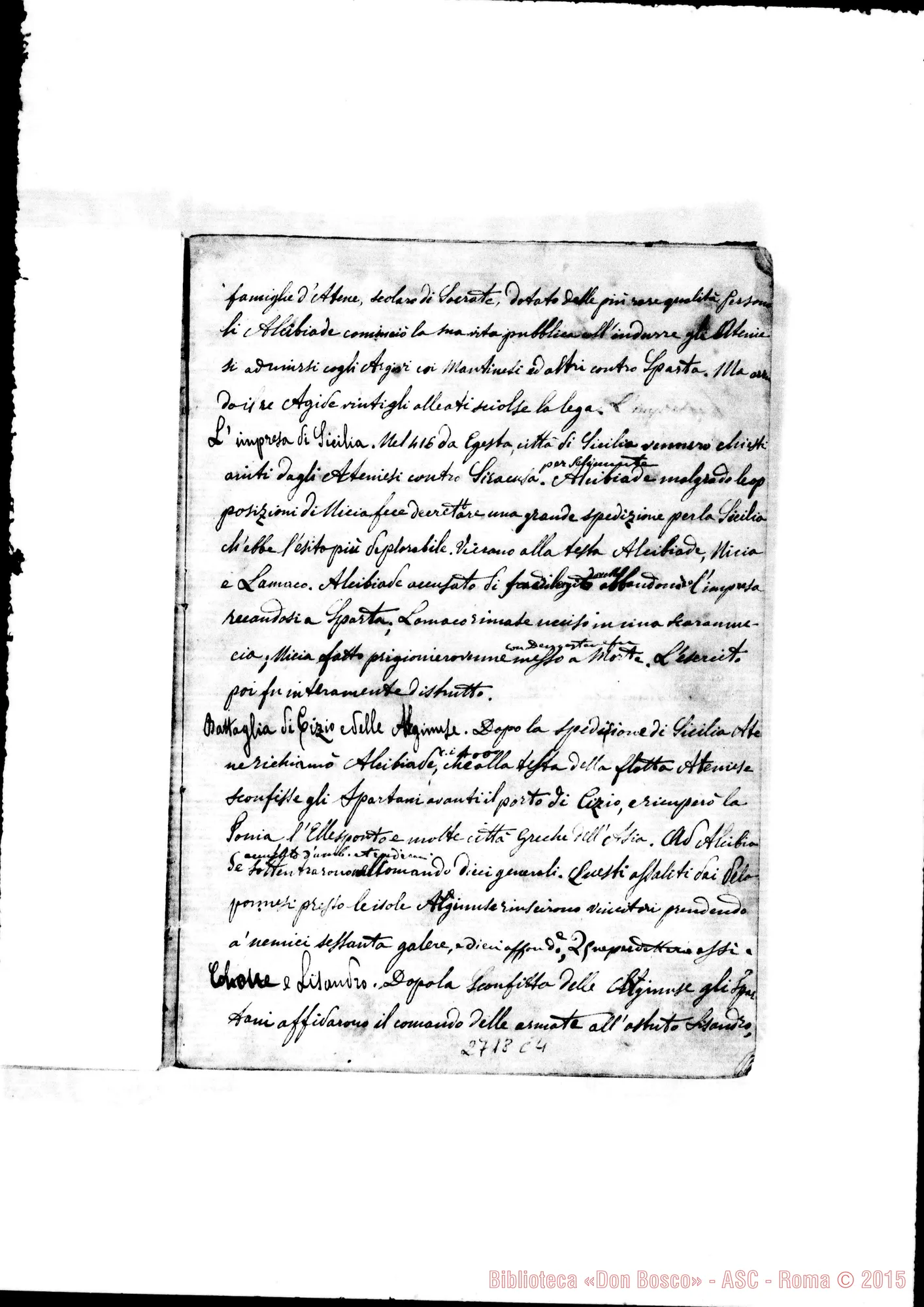 Fotogramma C 4 — Quaderno di Pellegrini G.: Storia Antica dettata da D. Rua aH’Oratorio: 1862