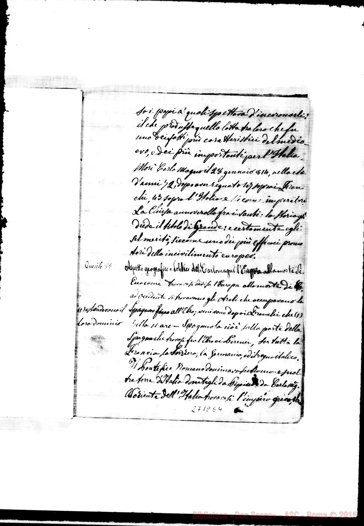Fotogramma E 4 — Storia Moderna dettata da D. Rua A Mirabello: 1864