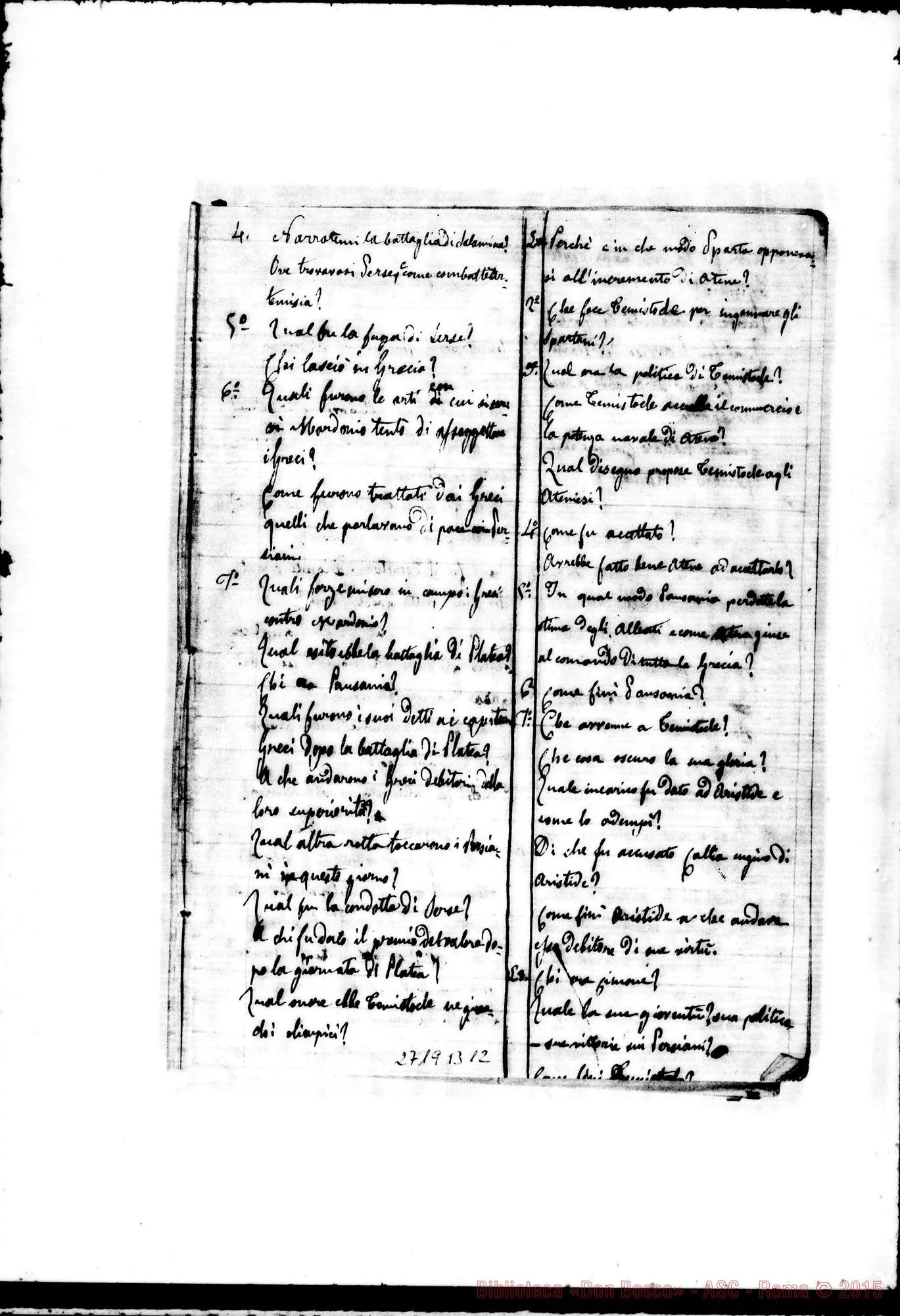 Fotogramma B 12 — Domande di Storia Greca