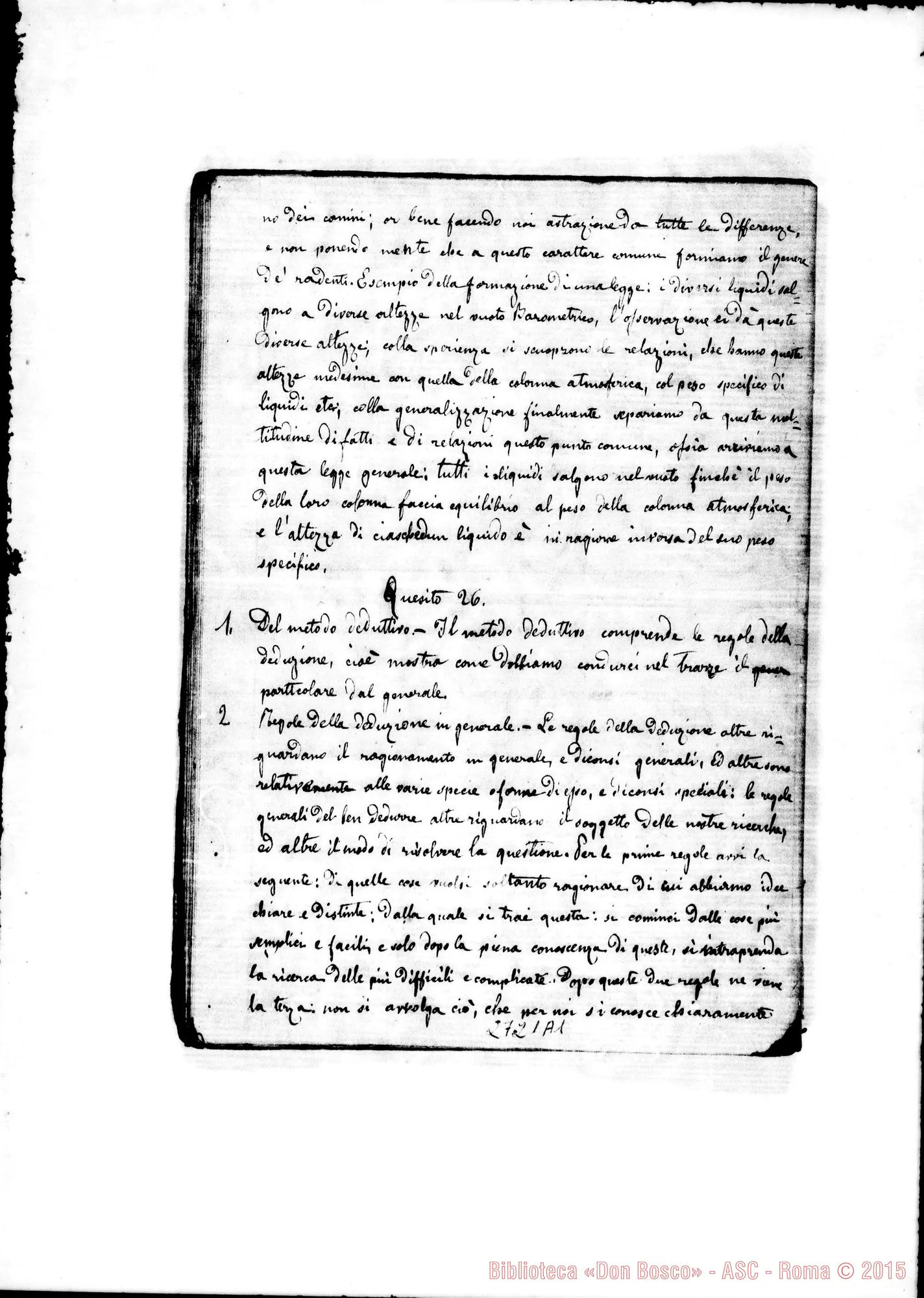 Fotogramma A 1 — Logica: quesiti