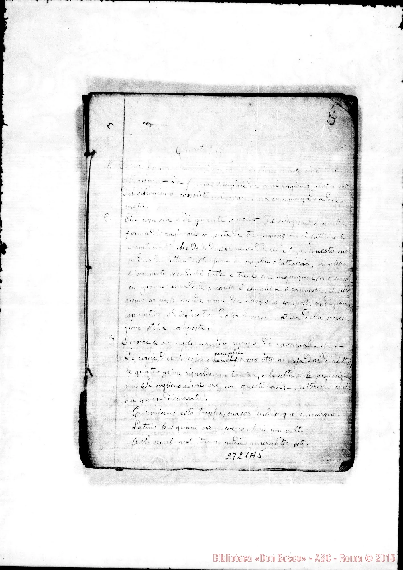 Fotogramma A 5 — Quaderno di Logica