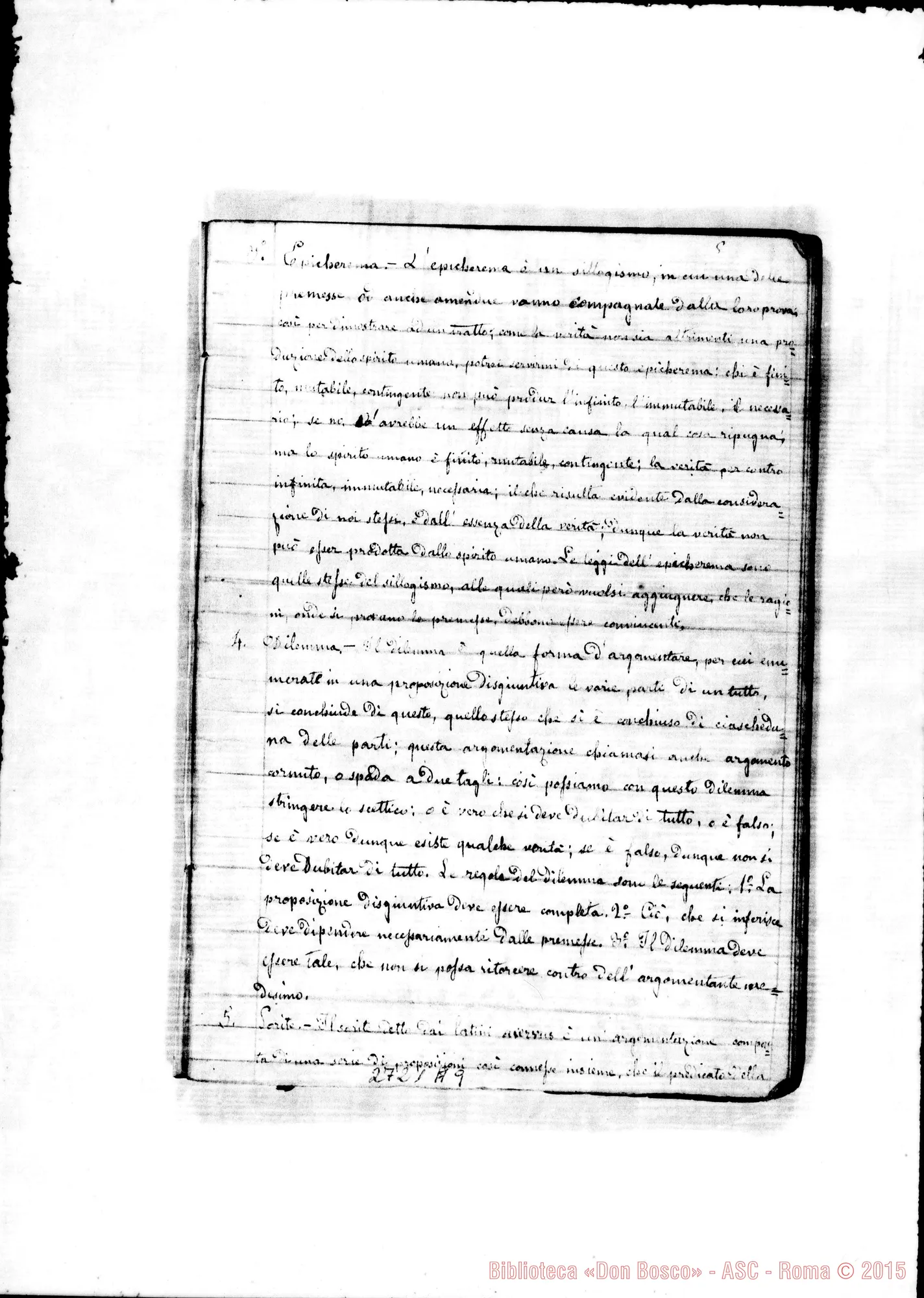 Fotogramma A 9 — Quaderno di Logica