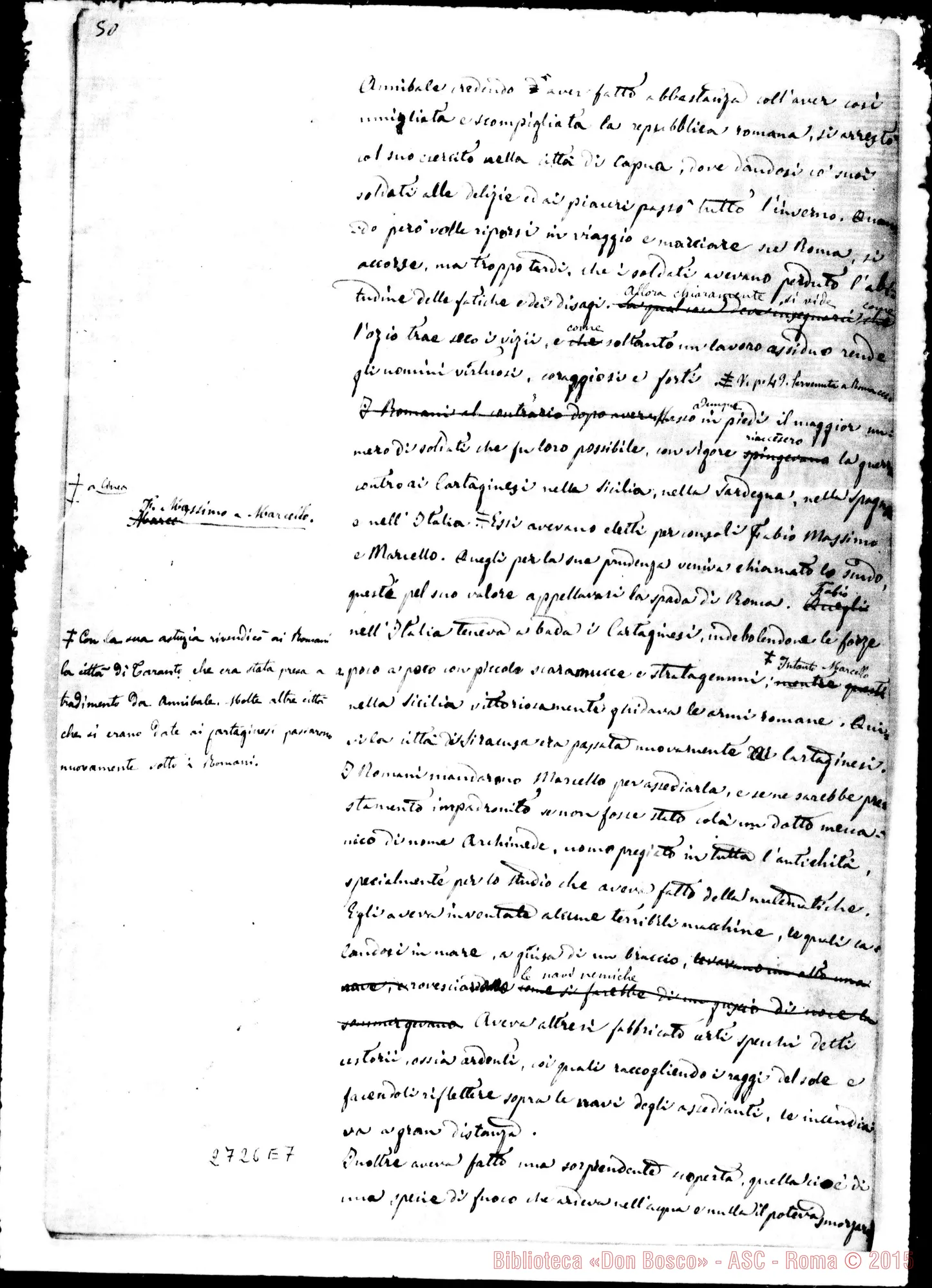 Fotogramma E 7 — L’Italia Antica: altra stesura