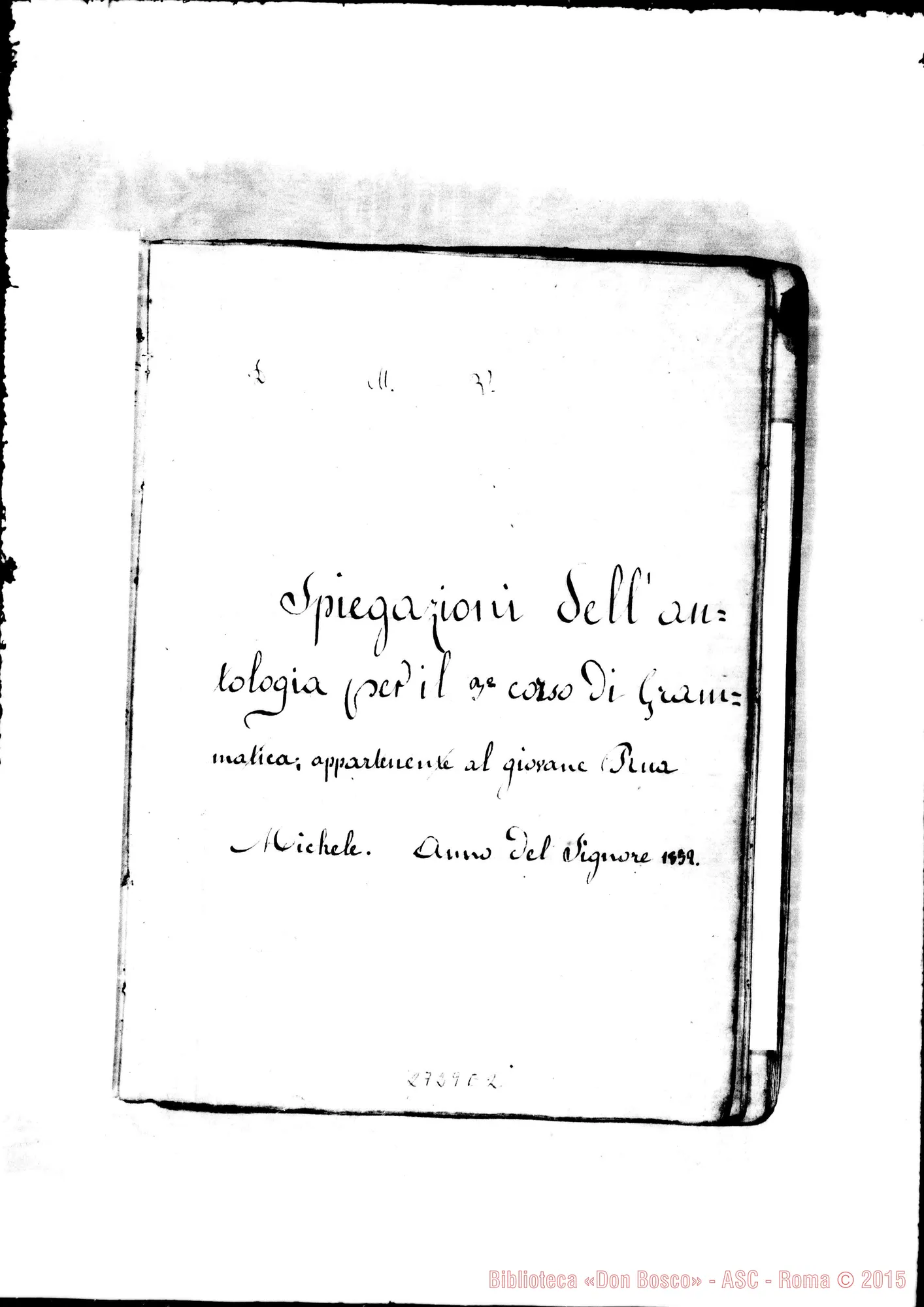 Fotogramma E 2 — Spiegazioni dell’Antologia per il Terzo Corso, del giovane Rua. 1852