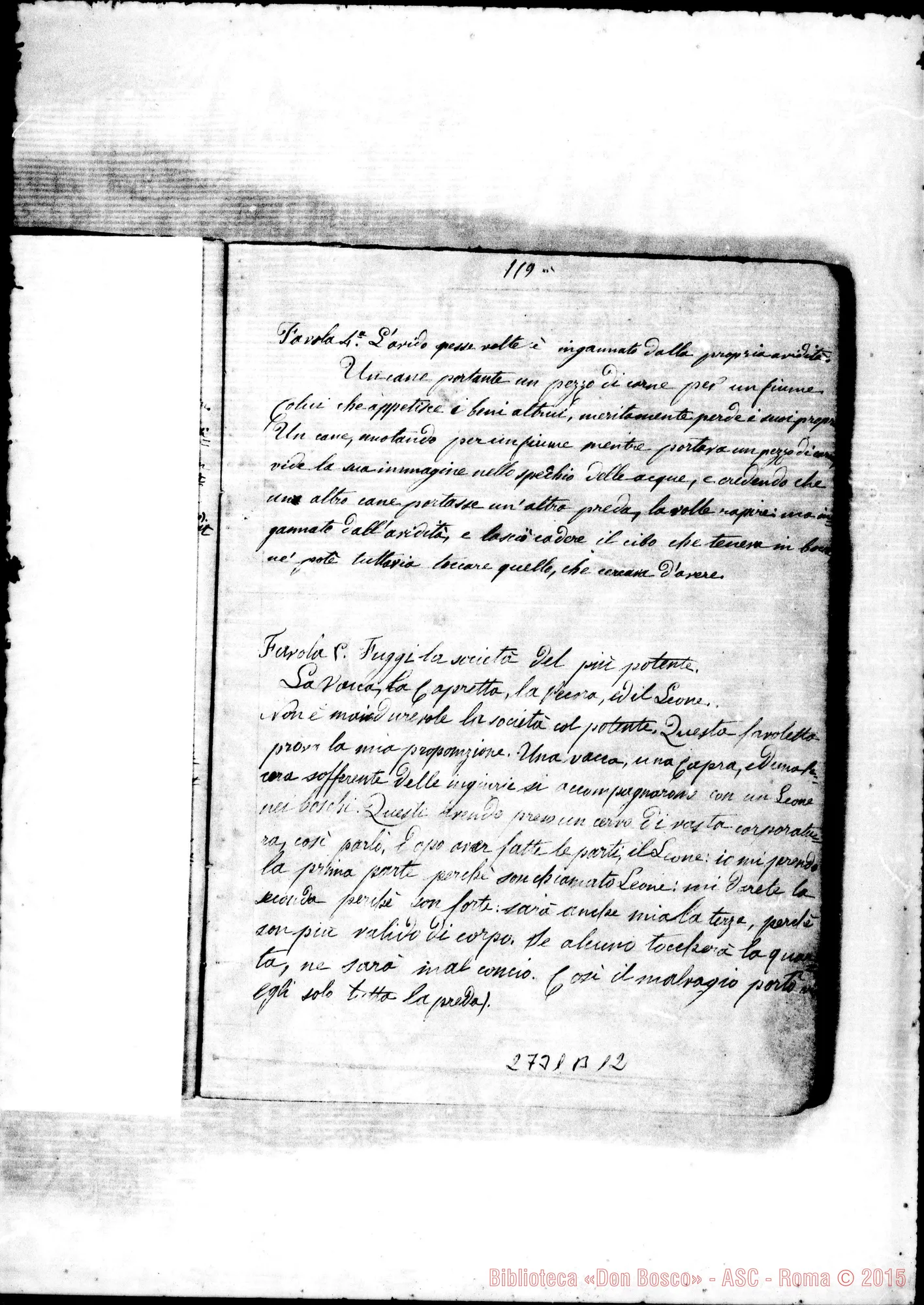 Fotogramma B 12 — Favole di Fedro: costruzione E traduzione. Rua Michele, 1852