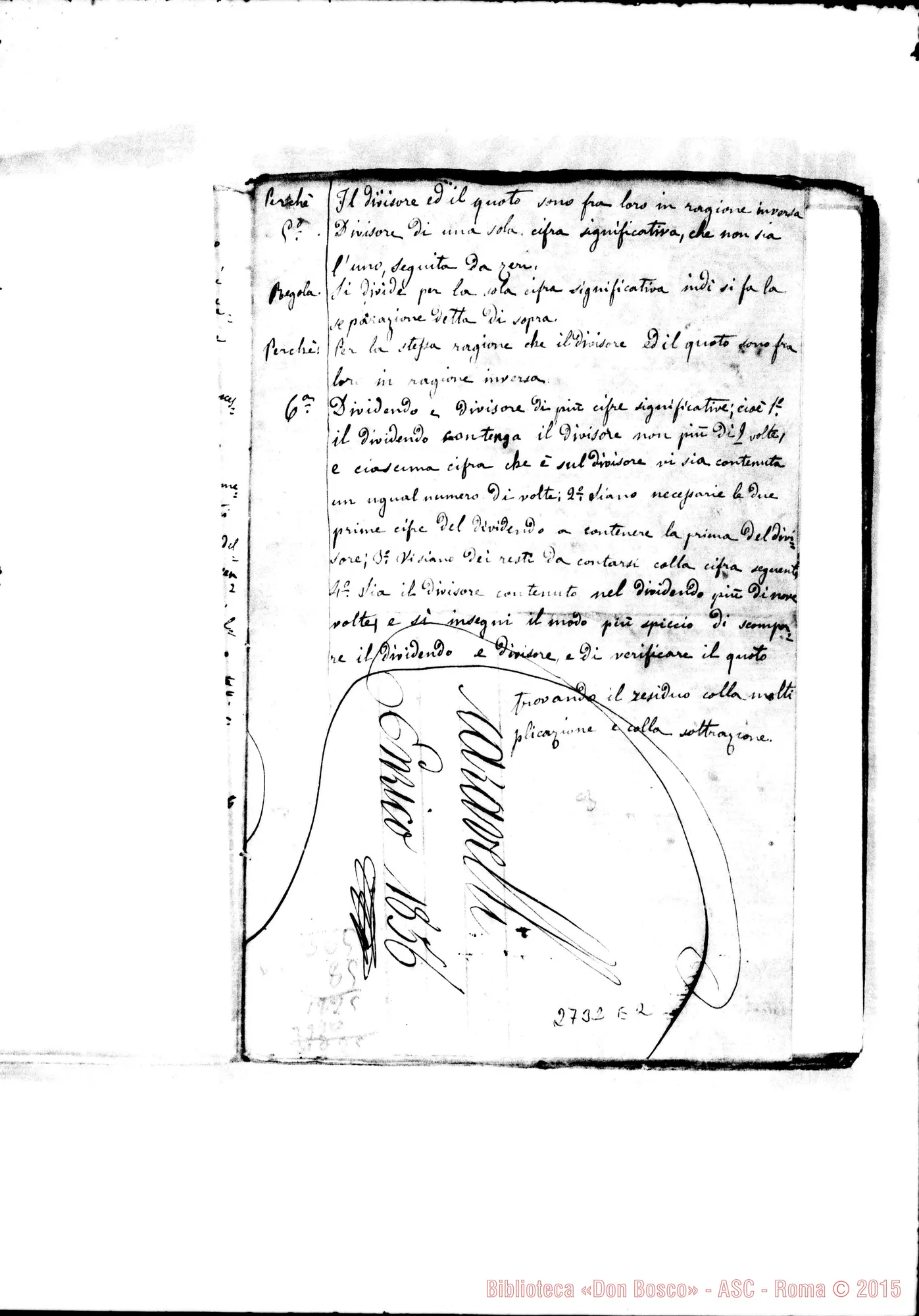 Fotogramma E 2 — Quaderno di Aritmetica. Corso 1856-57