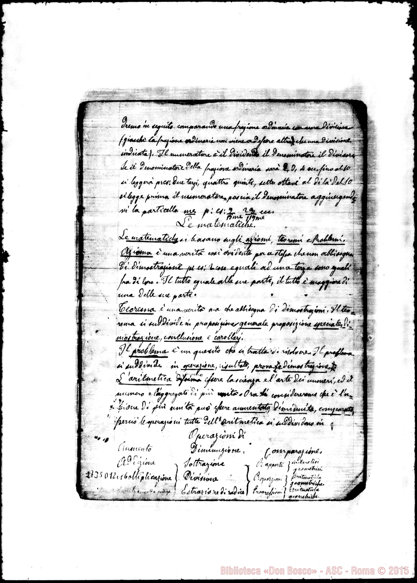 Fotogramma D 12 — Quaderno: Nozioni di Aritmetica