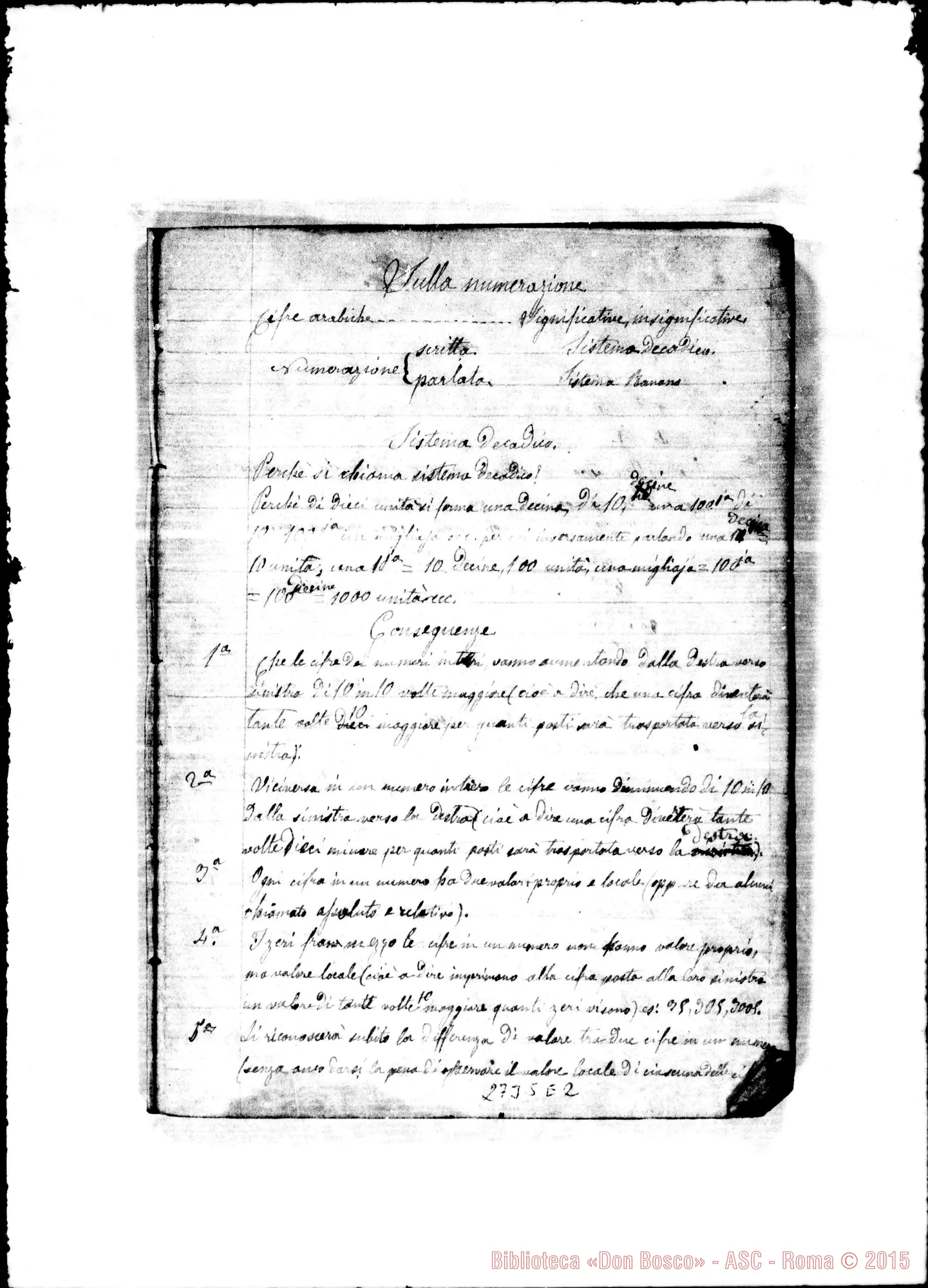 Fotogramma E 2 — Quaderno: Nozioni di Aritmetica