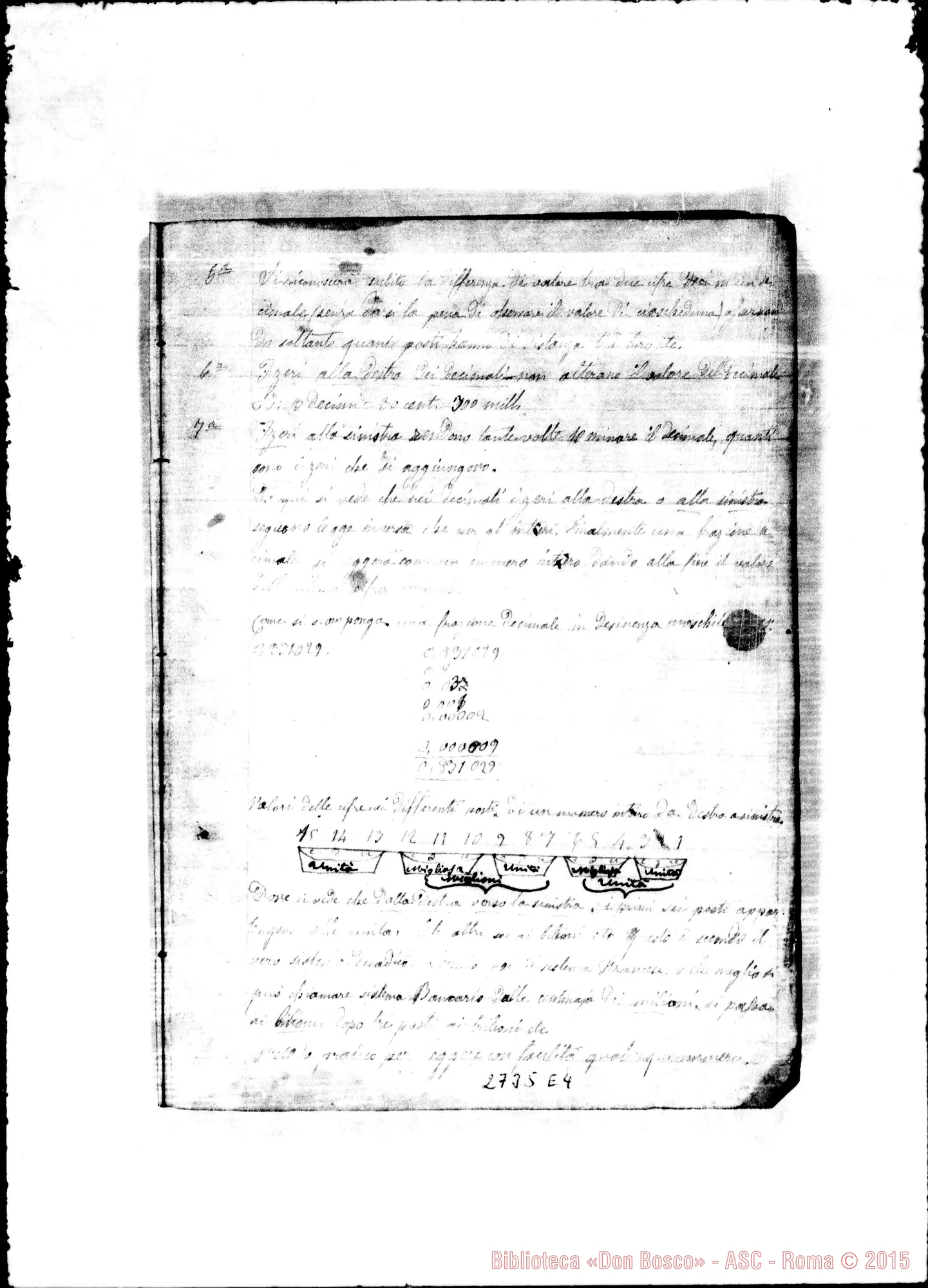 Fotogramma E 4 — Quaderno: Nozioni di Aritmetica