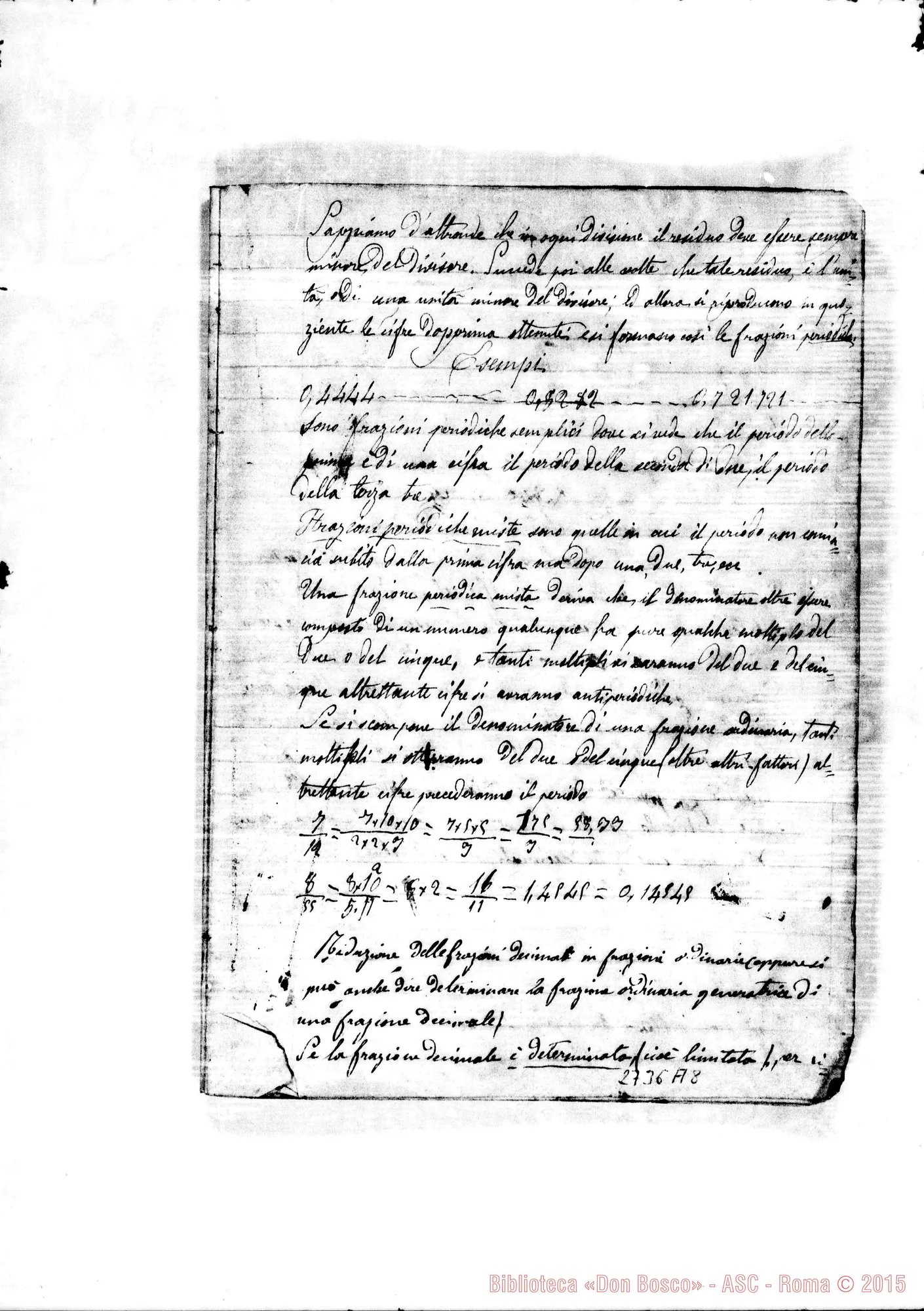 Fotogramma A 8 — Quaderno: Nozioni di Aritmetica
