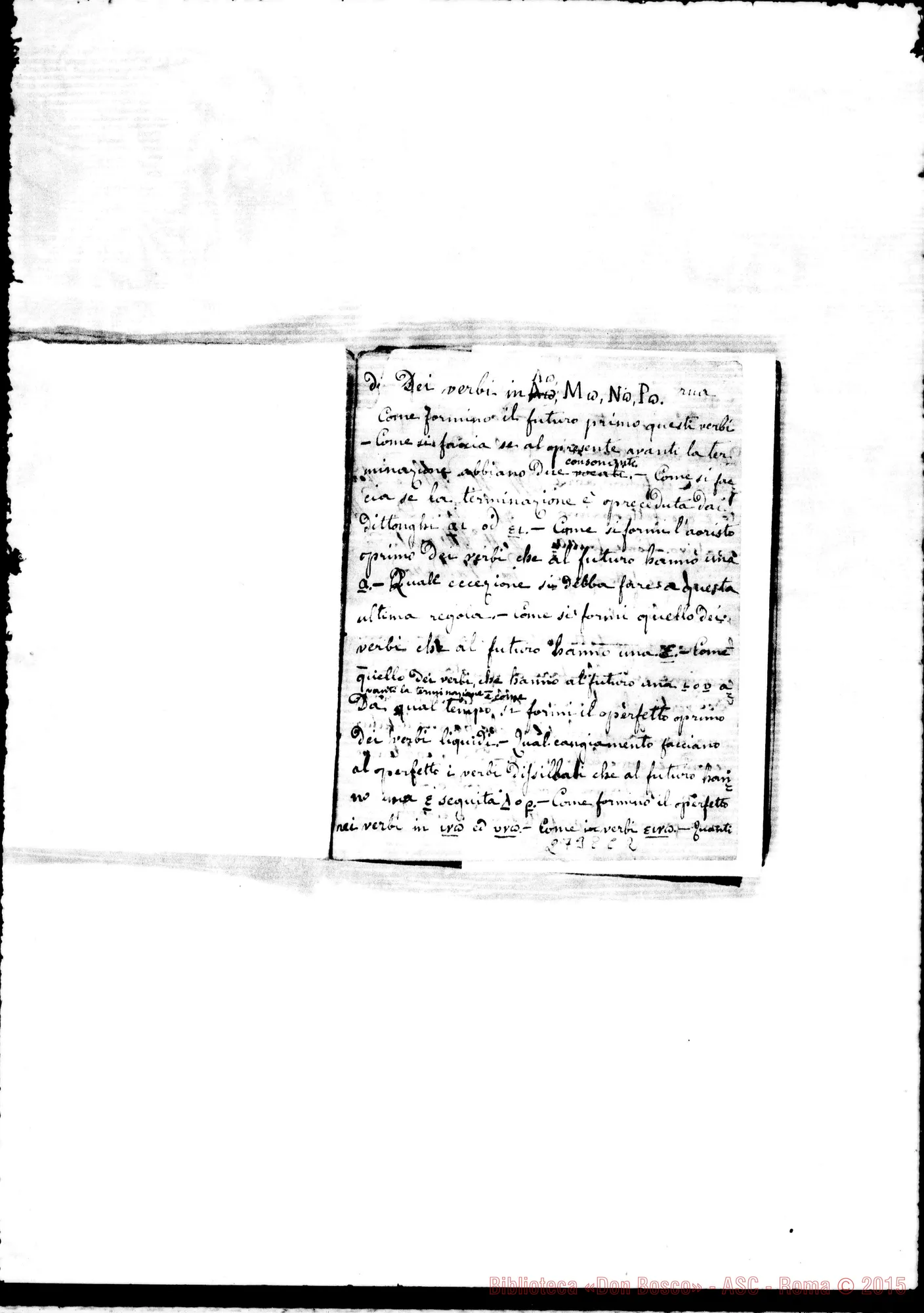 Fotogramma C 2 — Quadernetto: Miscellanea. Inizia con domande di Greco