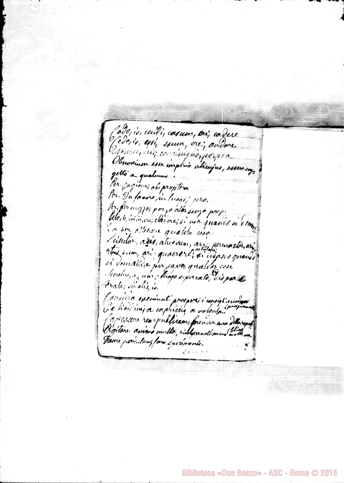 Fotogramma A 7 — Quadernetto: Domande sui Verbi