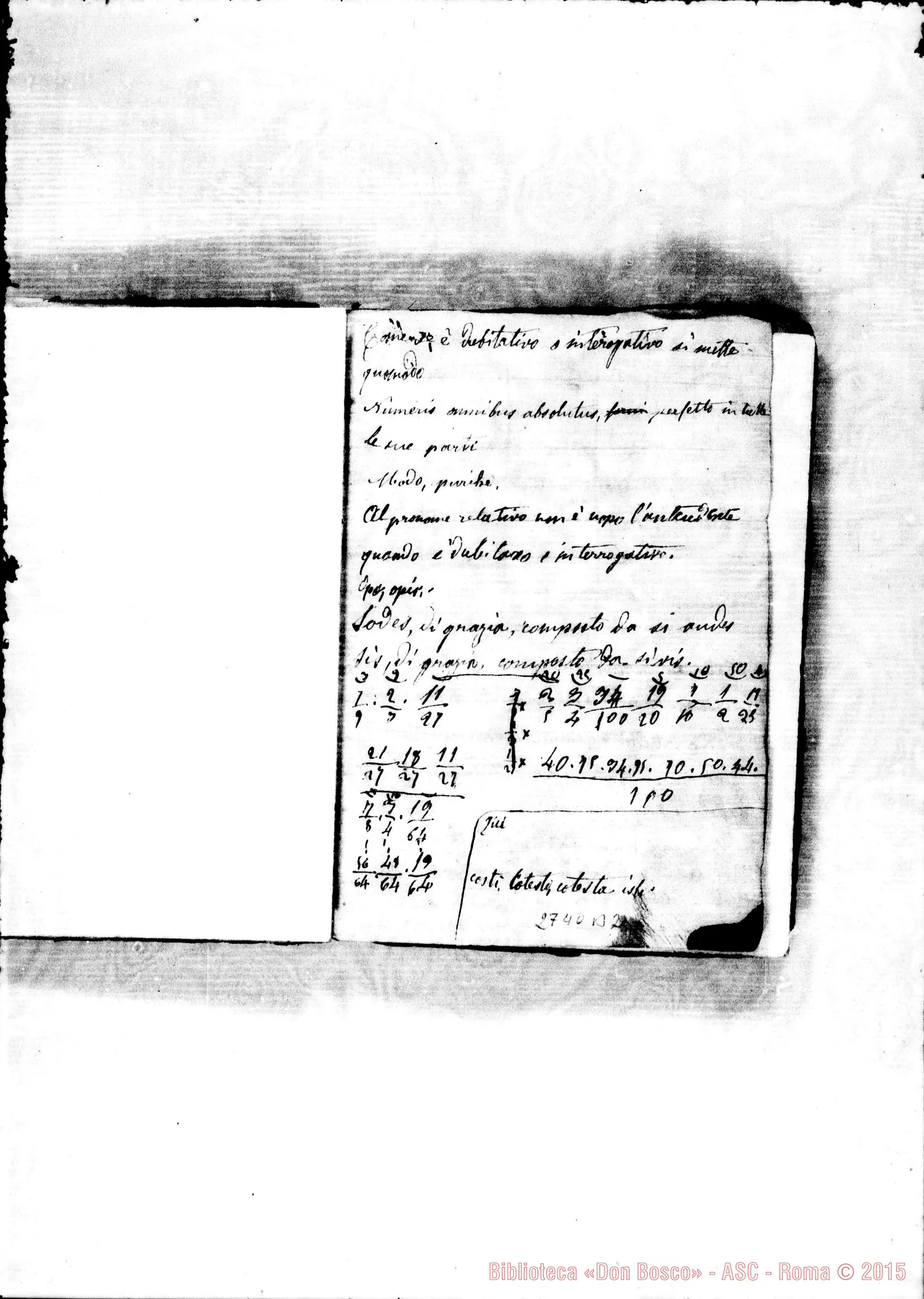 Fotogramma B 2 — Quadernetto: Domande sui Verbi