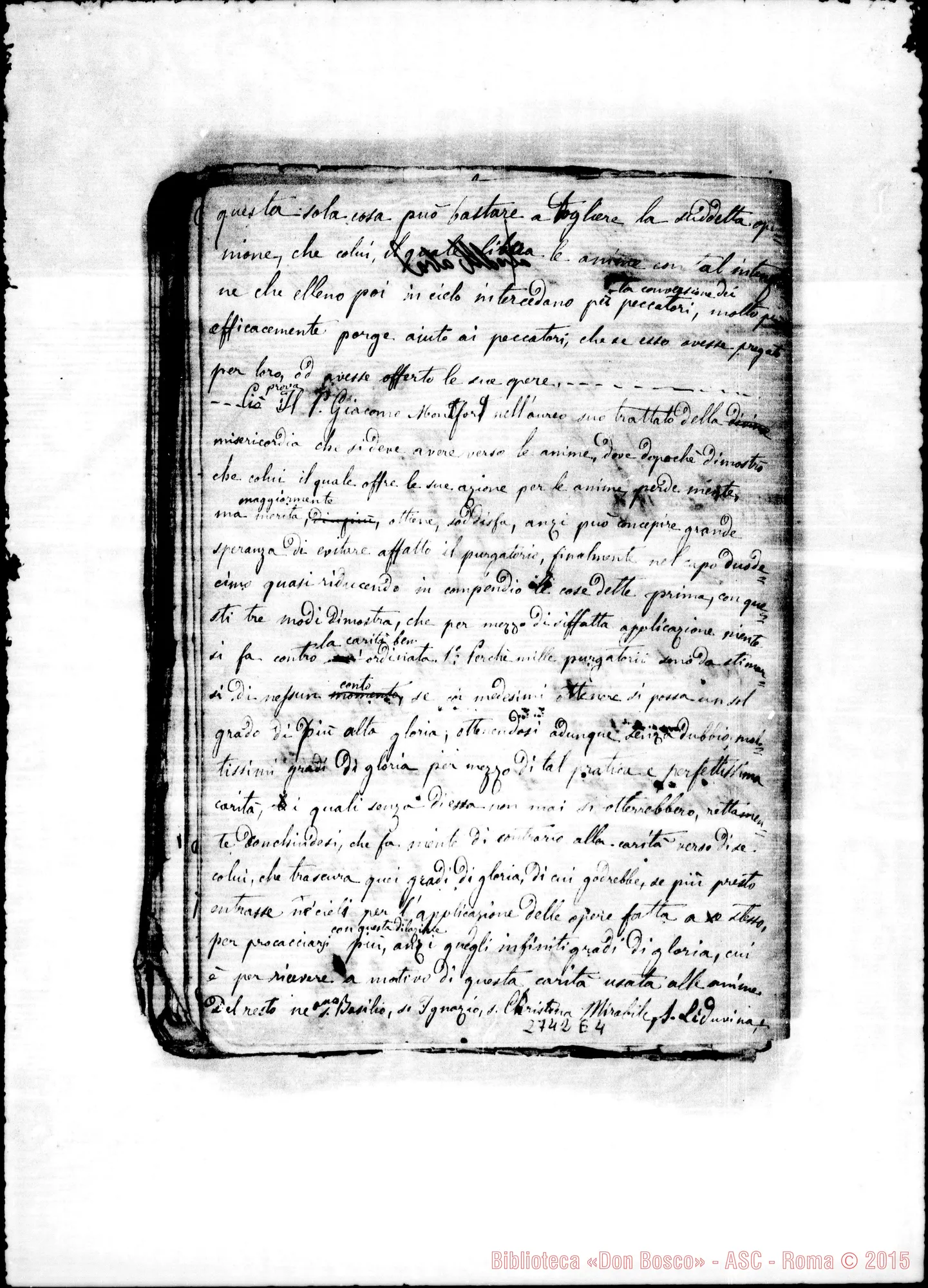 Fotogramma E 4 — Quaderno: In un quaderno di Aritmetica e Altre, discorso sulla misericordia verso i defunti «de intentione»