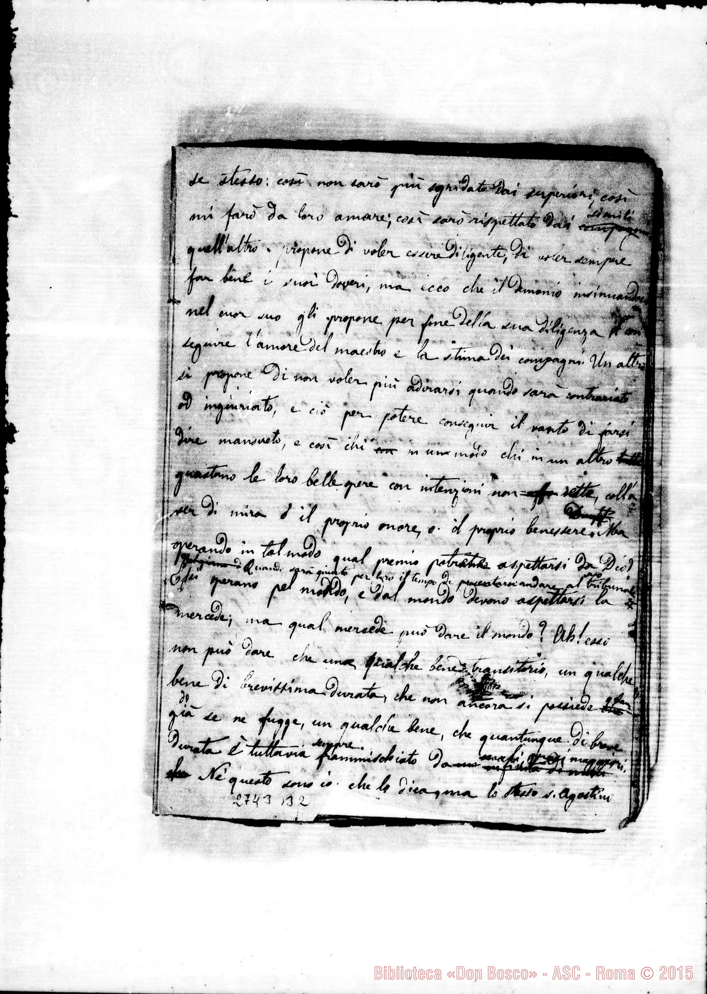 Fotogramma B 2 — Quaderno: In un quaderno di Aritmetica e Altre, discorso sulla misericordia verso i defunti «de intentione»