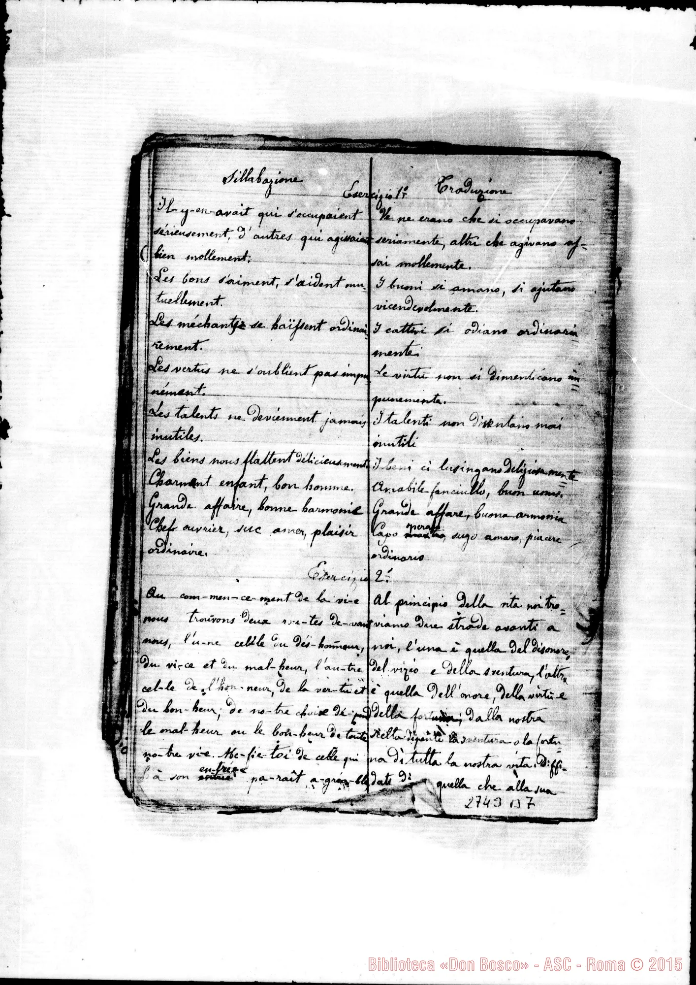 Fotogramma B 7 — Quaderno: In un quaderno di Aritmetica e Altre, discorso sulla misericordia verso i defunti «de intentione»