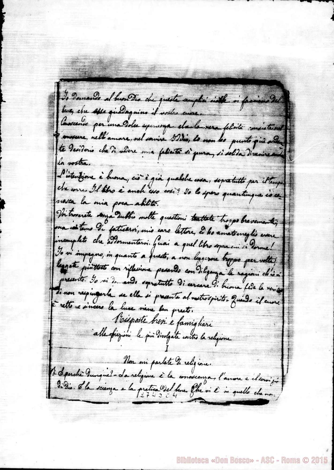 Fotogramma C 4 — Quaderno: In un quaderno di Aritmetica e Altre, discorso sulla misericordia verso i defunti «de intentione»