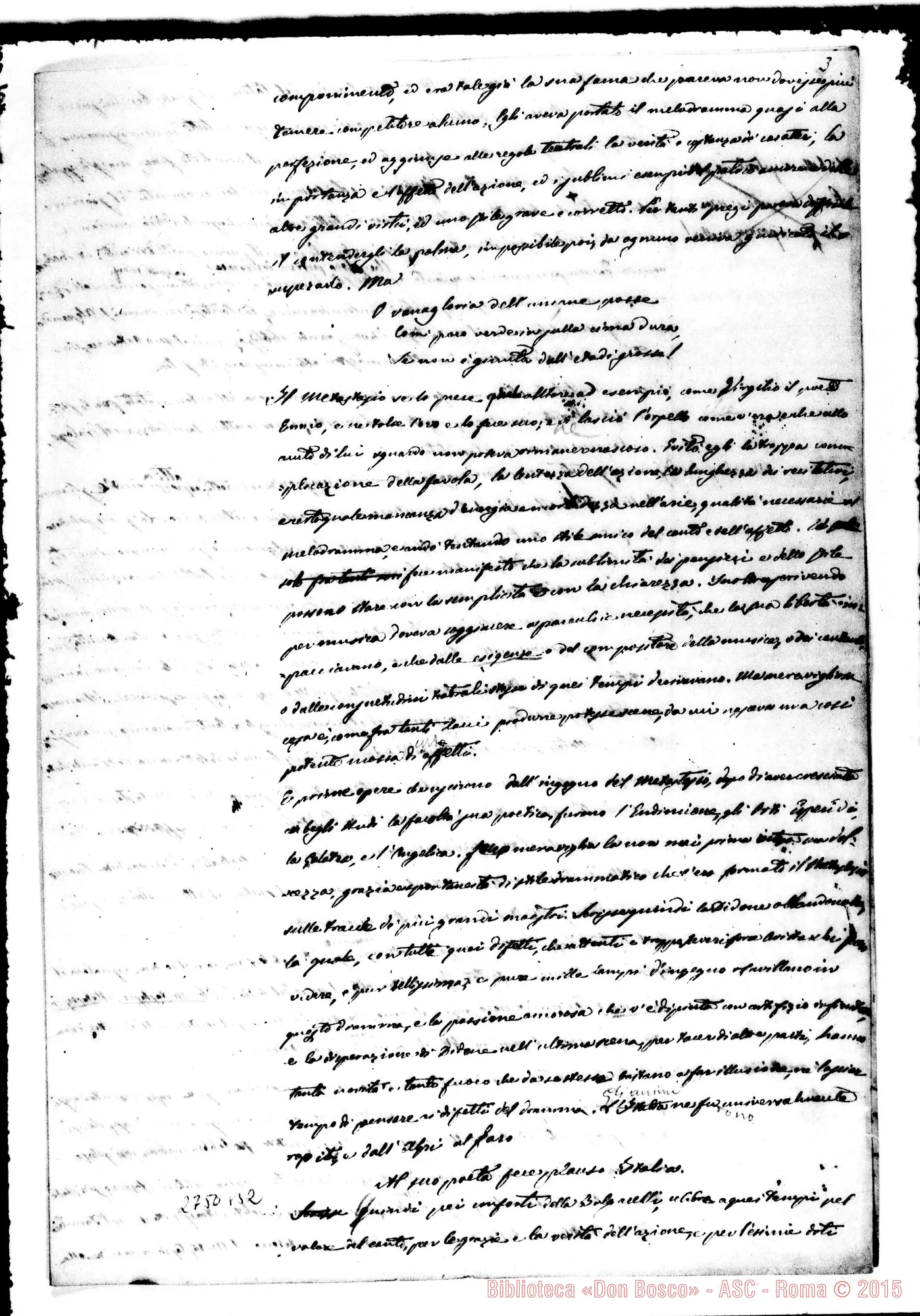 Fotogramma B 2 — Metastasio ed il gusto italiano: fogli sciolti