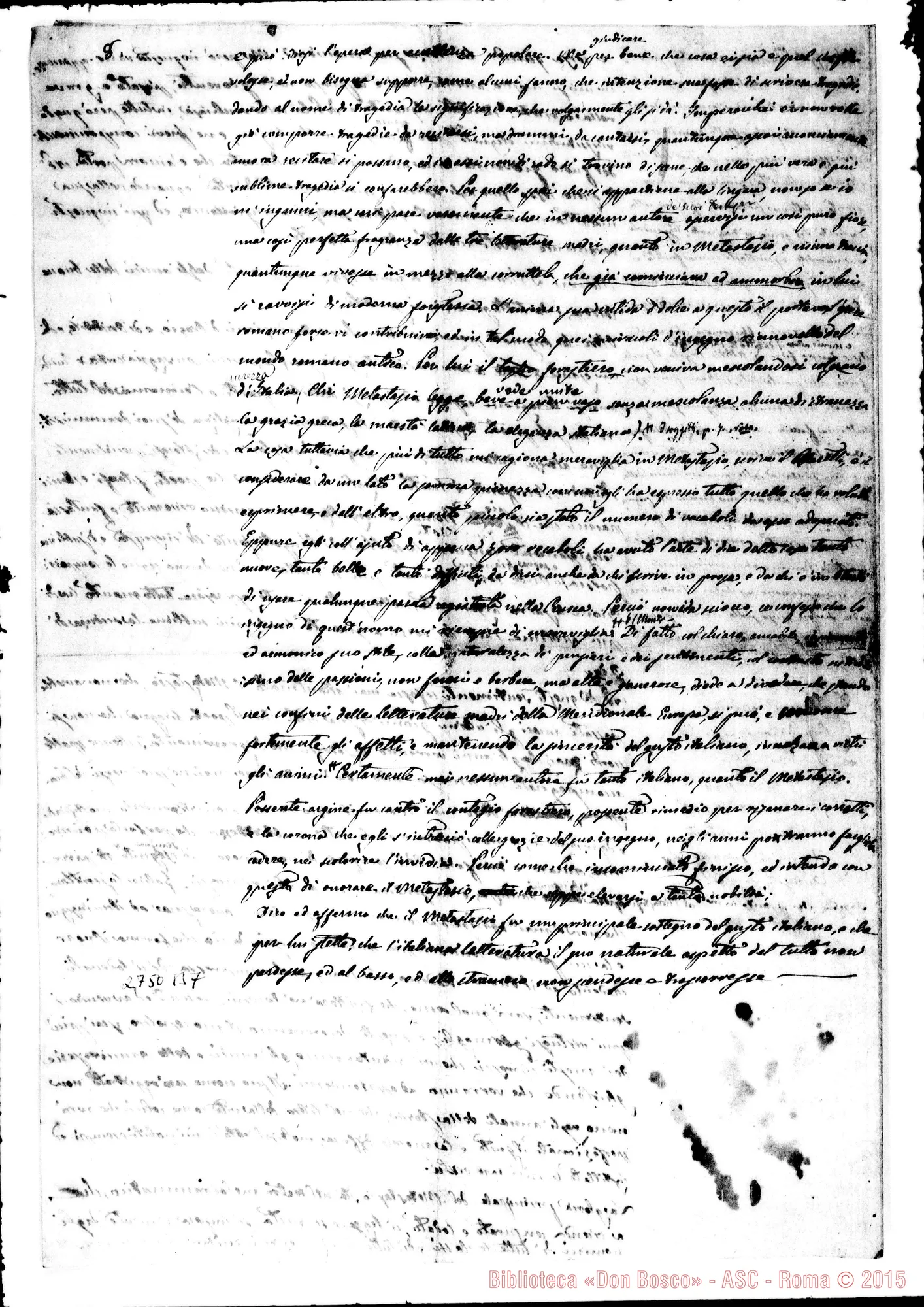 Fotogramma B 7 — Metastasio ed il gusto italiano: fogli sciolti