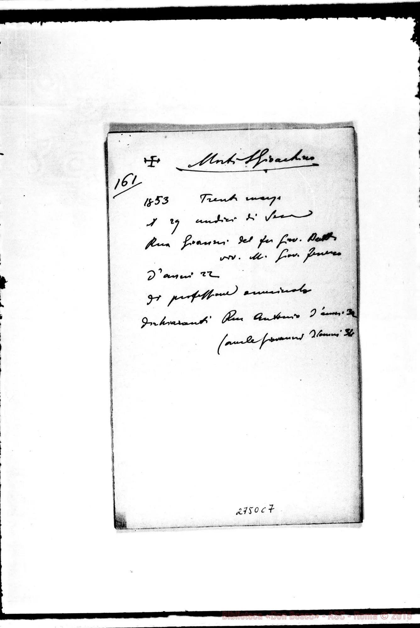 Fotogramma C 7 — Anagrafe di D. Rua. Appunti ms. di D. Amadei