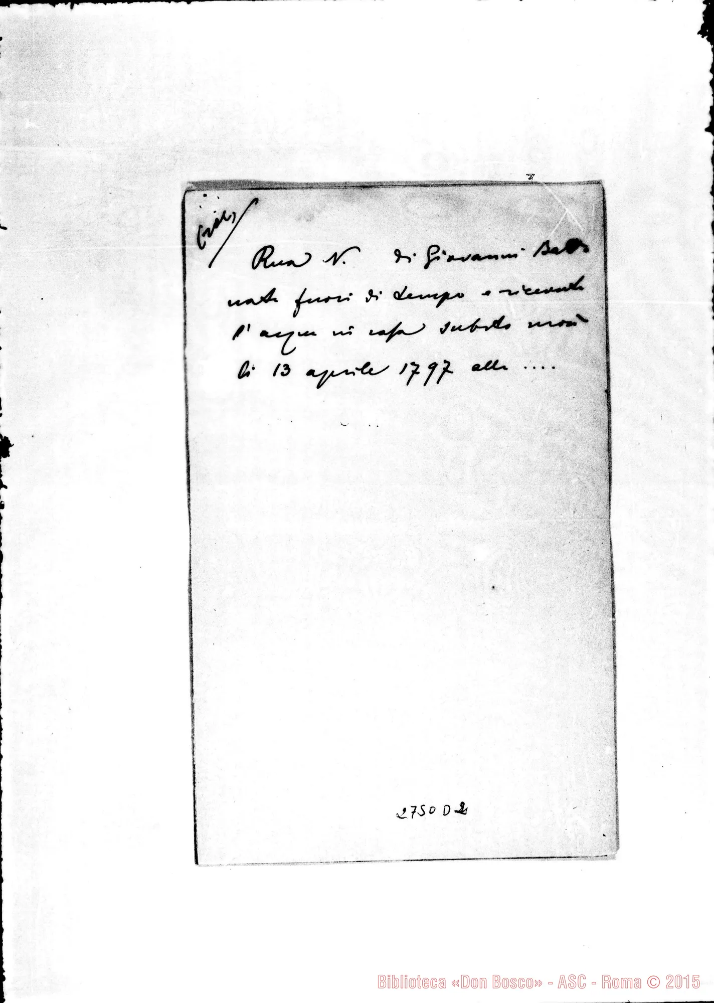 Fotogramma D 2 — Anagrafe di D. Rua. Appunti ms. di D. Amadei