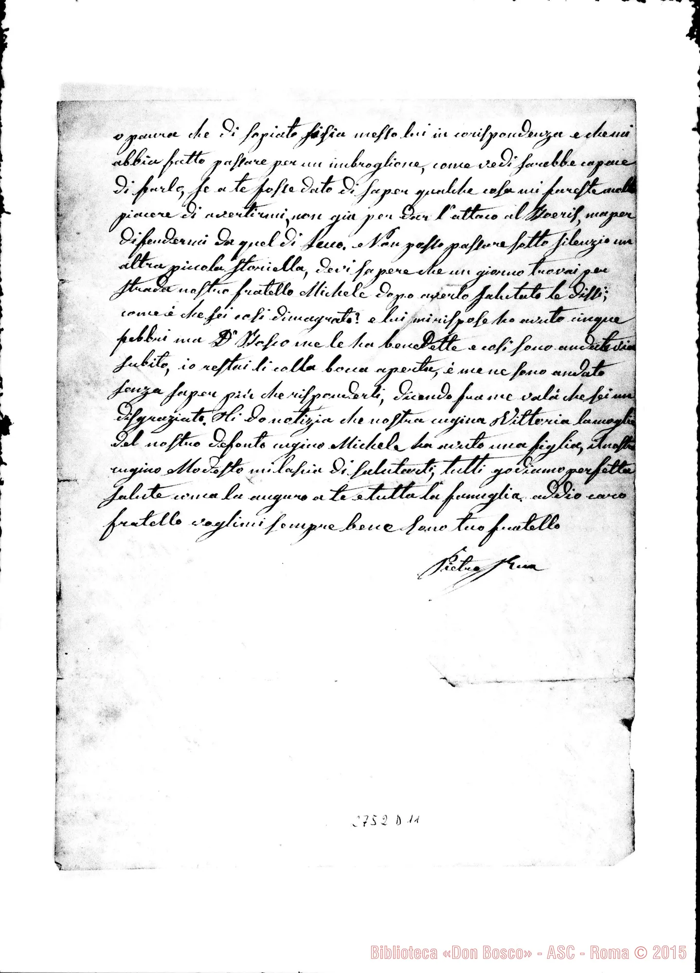 Fotogramma D 11 — Rua Pietro - Caro fratello. Lettera A D. Rua dal suo fratello. Torino, 4-12-1860