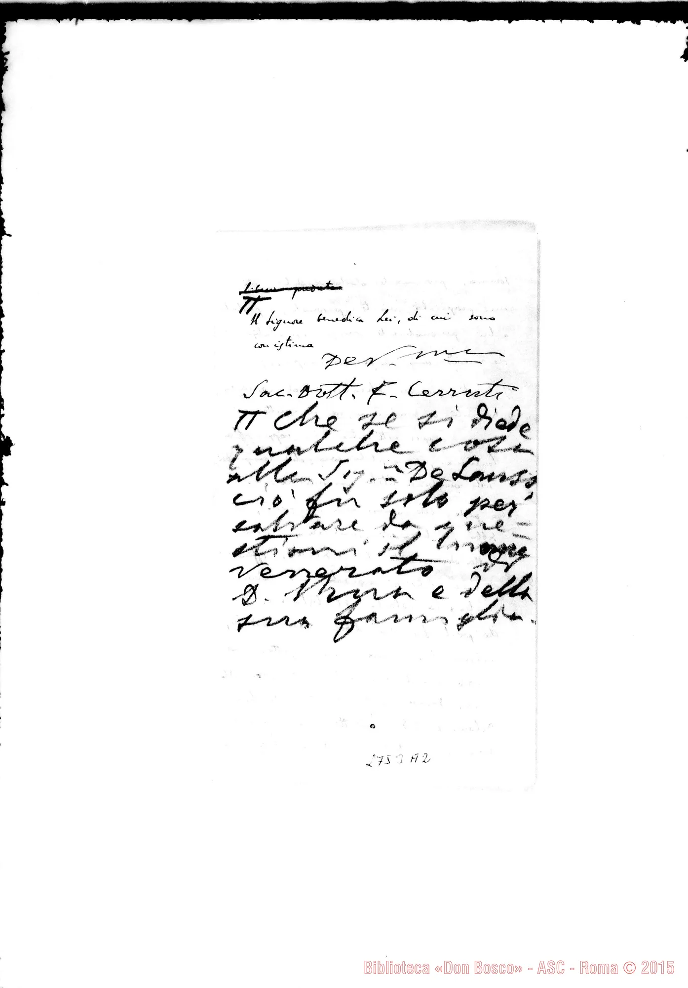 Fotogramma A 2 — D. Cerruti - Sig.ra Chiara Rua. Minuta di lettera in data 26-08-1912