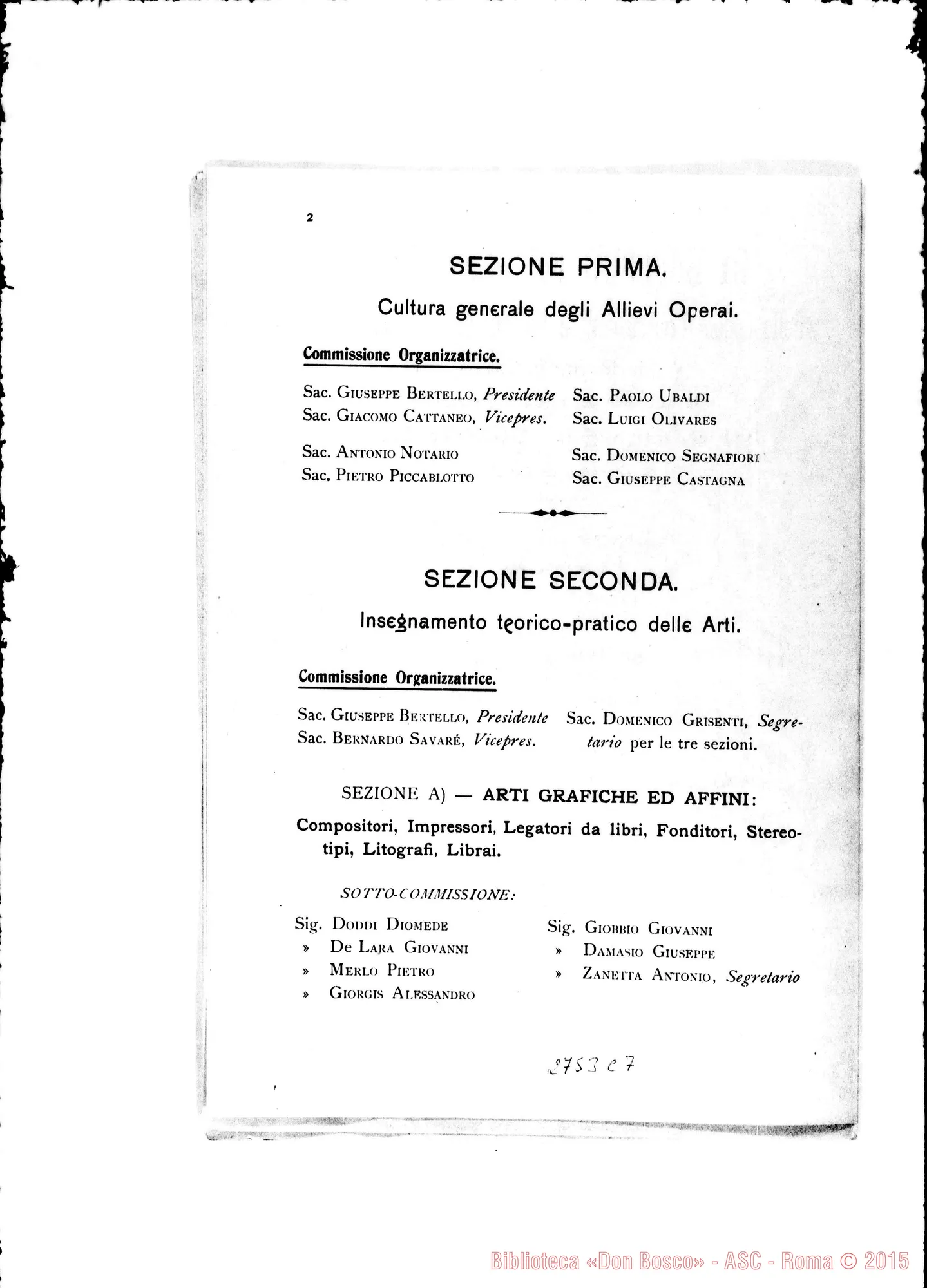 Fotogramma C 7 — Esposizione Generale: Programma Generale. Stampato