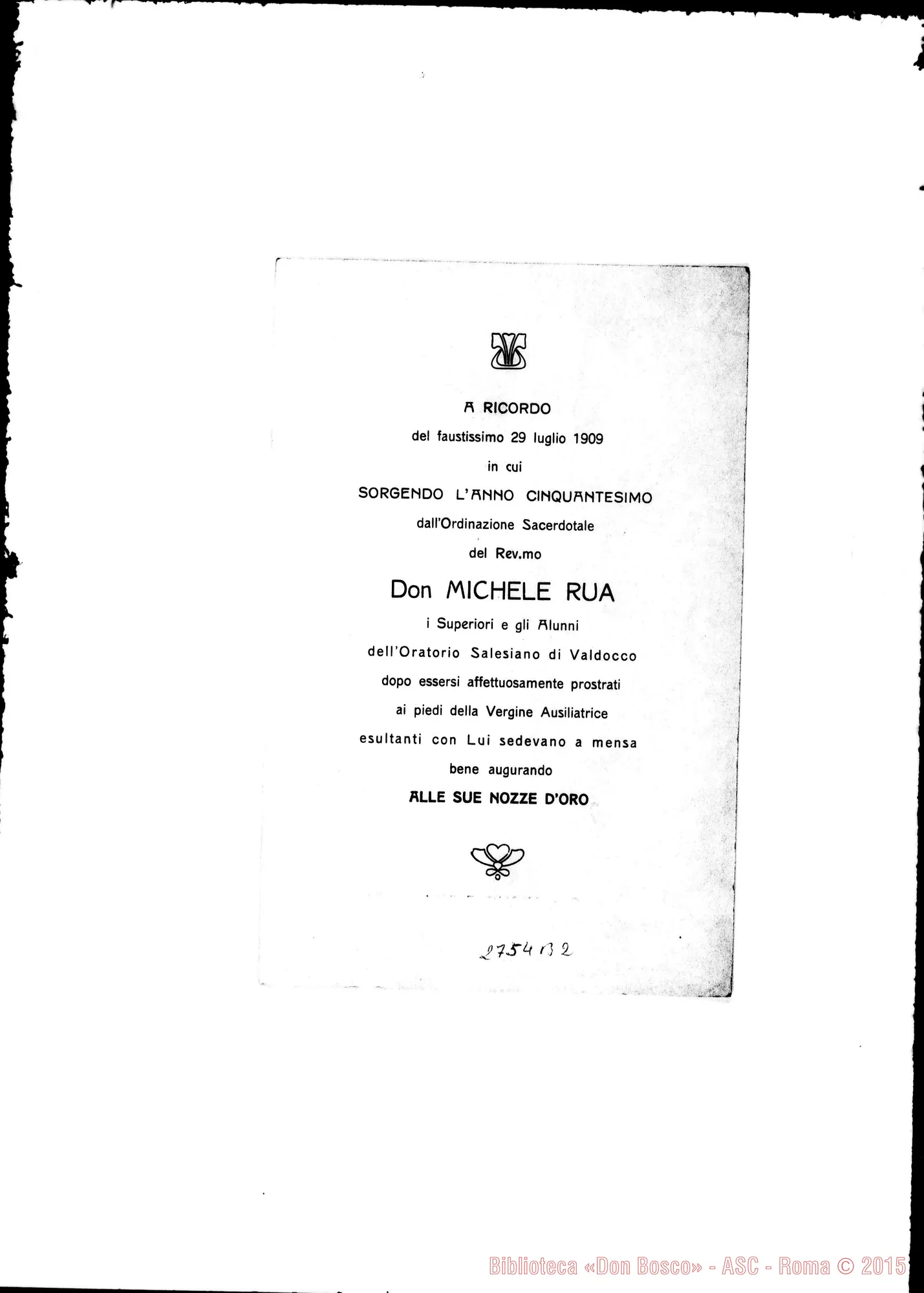 Fotogramma B 2 — Ricordo del 50.mo di sacerdozio di D. Rua.