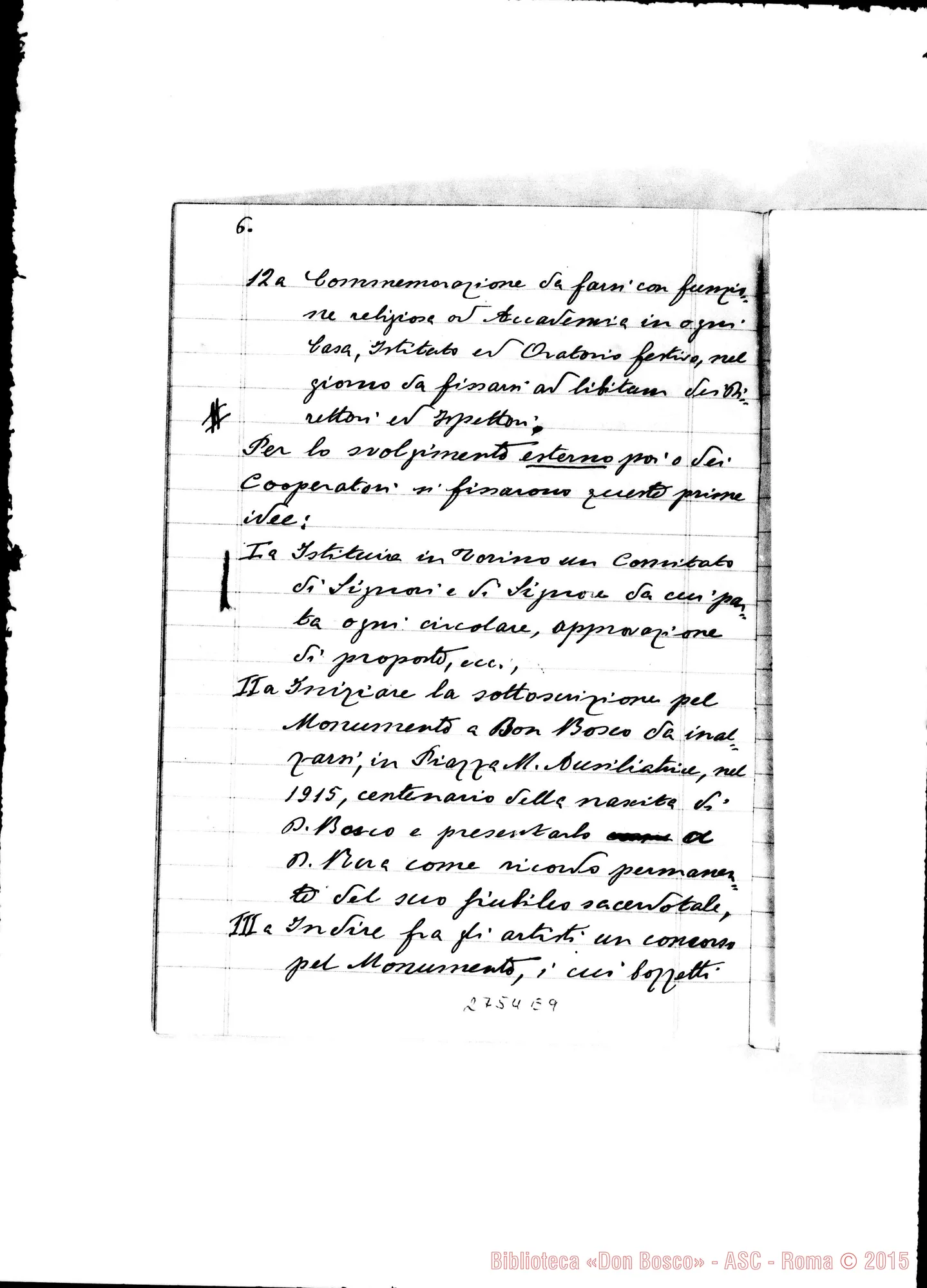 Fotogramma E 9 — Verbali delle adunanze della Commissione Centrale per le feste giubilari della Messa d’Oro del Rev.mo Sig. D. Michele Rua