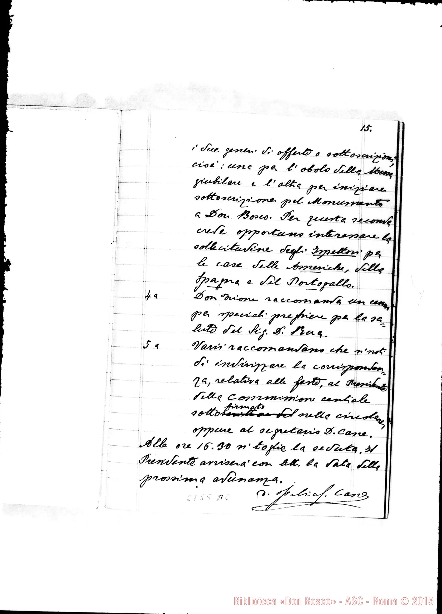 Fotogramma A 6 — Verbali delle adunanze della Commissione Centrale per le feste giubilari della Messa d’Oro del Rev.mo Sig. D. Michele Rua