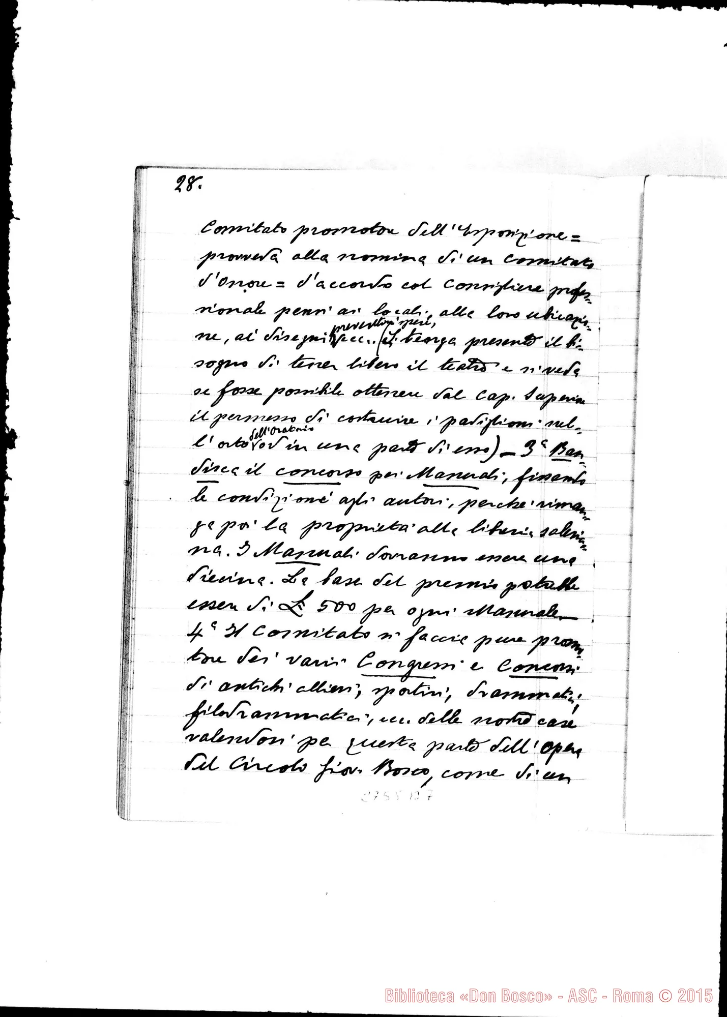 Fotogramma B 7 — Verbali delle adunanze della Commissione Centrale per le feste giubilari della Messa d’Oro del Rev.mo Sig. D. Michele Rua