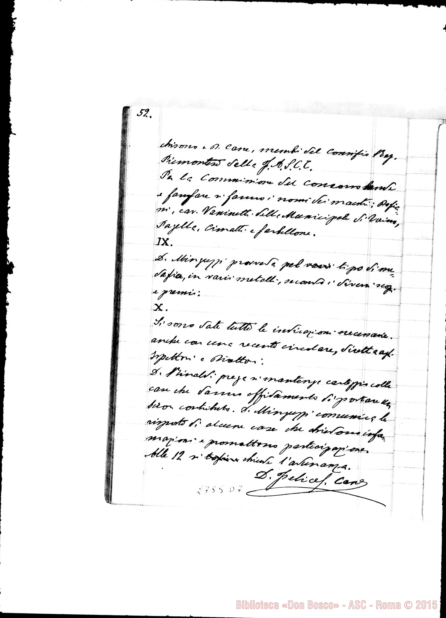 Fotogramma D 7 — Verbali delle adunanze della Commissione Centrale per le feste giubilari della Messa d’Oro del Rev.mo Sig. D. Michele Rua