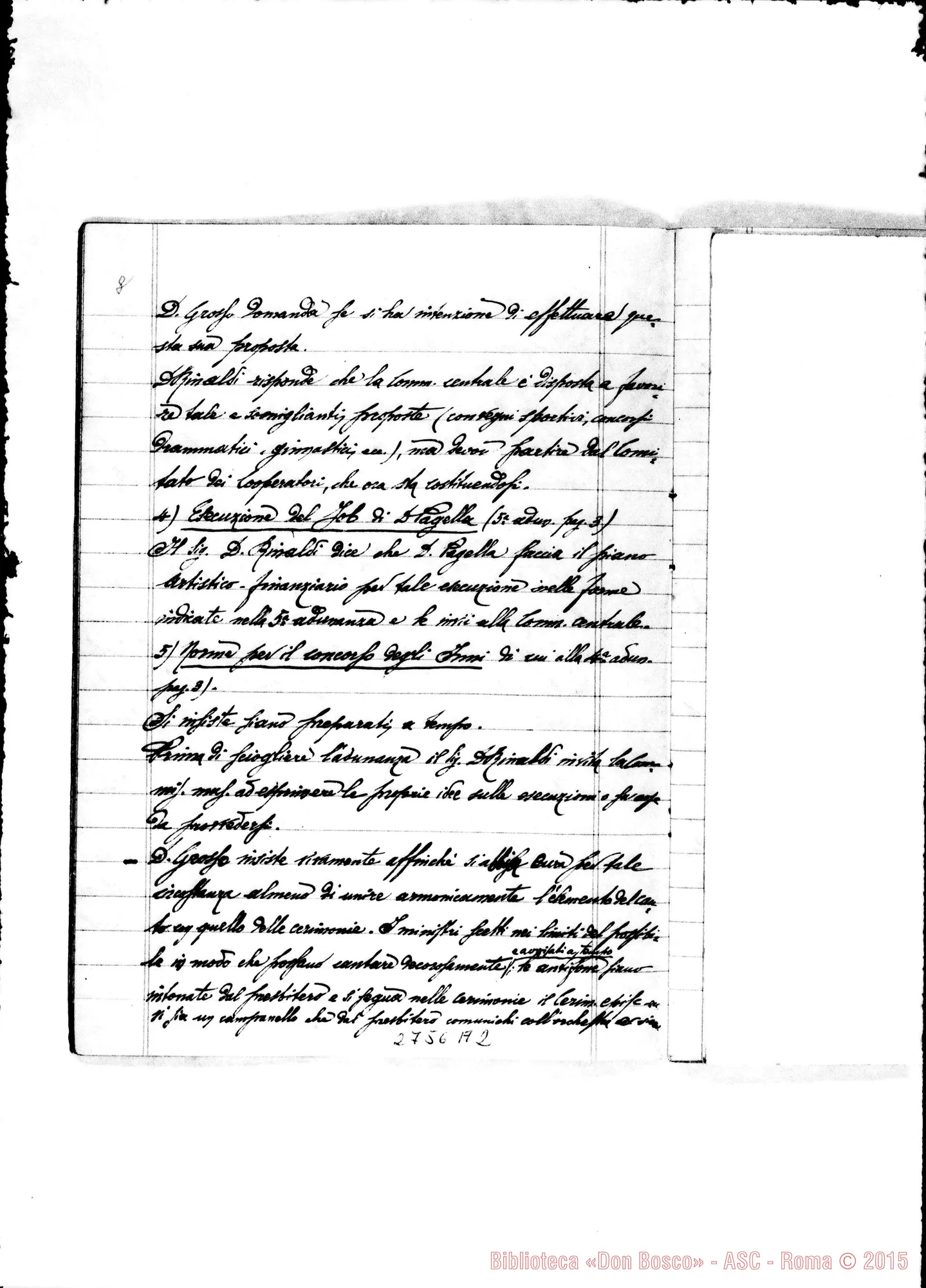 Fotogramma A 2 — Verbali della Commissione Musicale per il Giubileo Sacerdotale di D. Rua