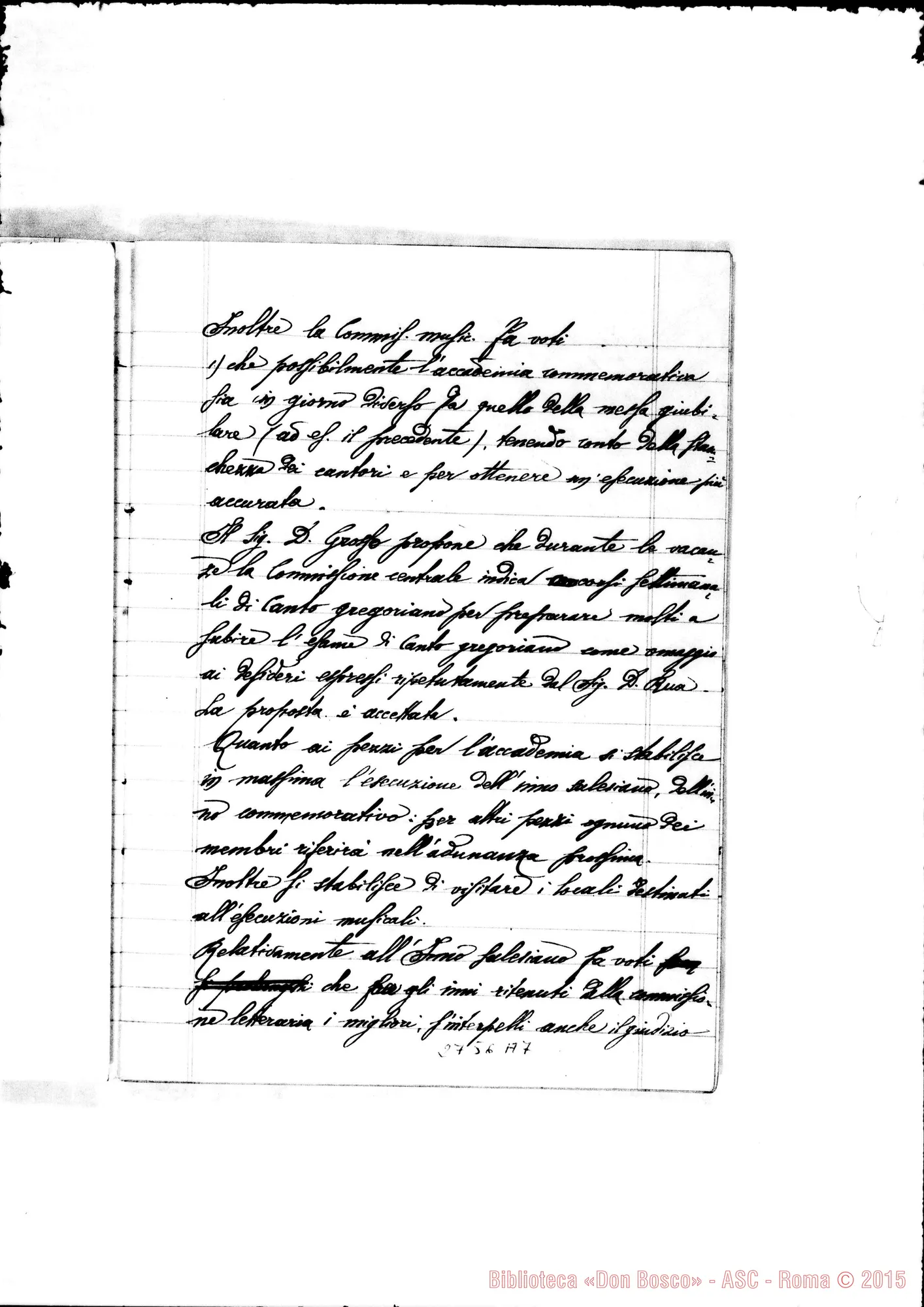 Fotogramma A 7 — Verbali della Commissione Musicale per il Giubileo Sacerdotale di D. Rua