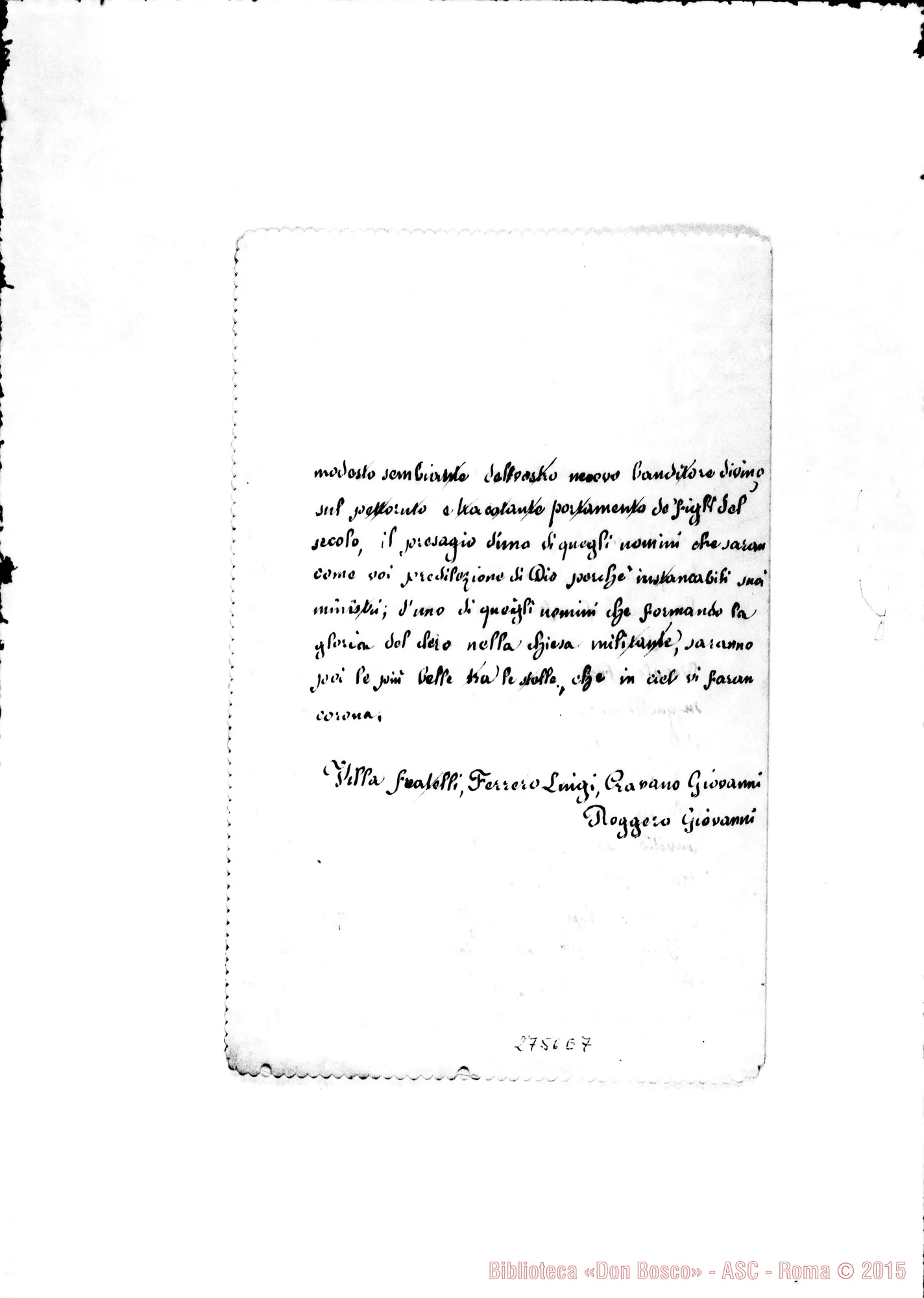 Fotogramma E 7 — Roggero Giovanni: Al Neo sacerdote