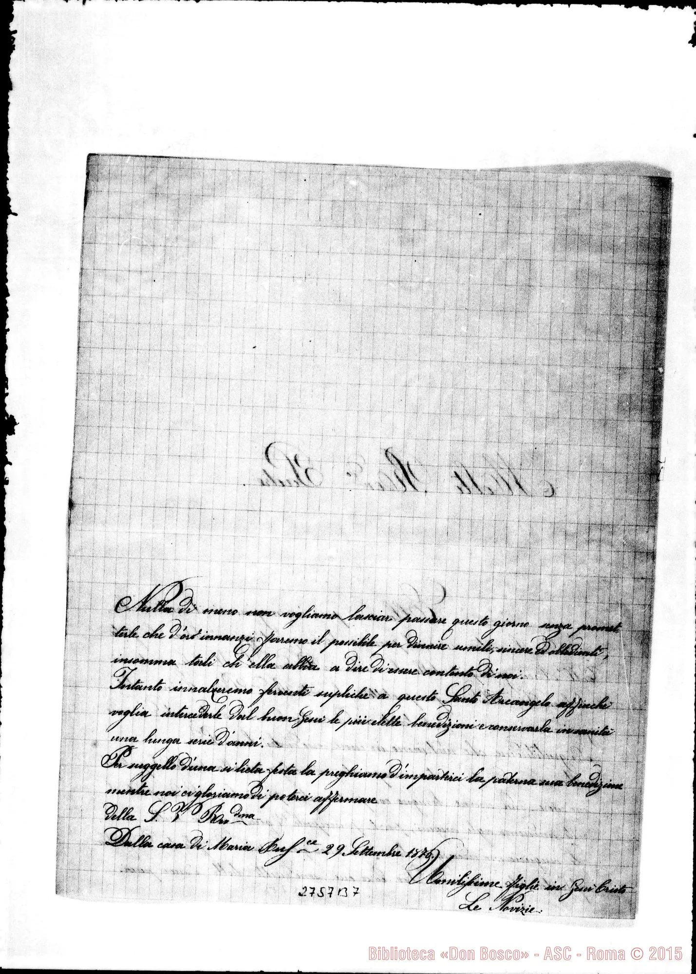Fotogramma B 7 — Lettera delle Novizie