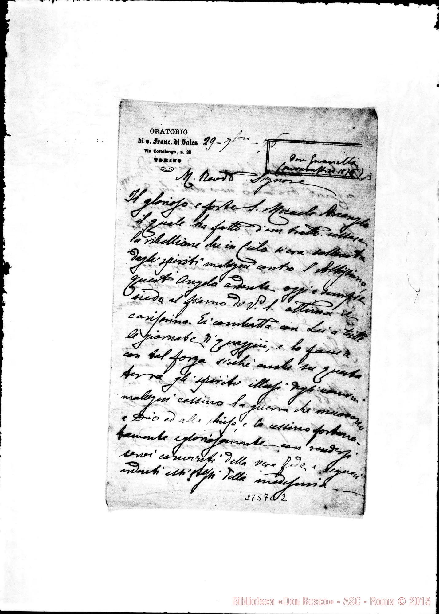 Fotogramma C 2 — Guanella Luigi: lettera