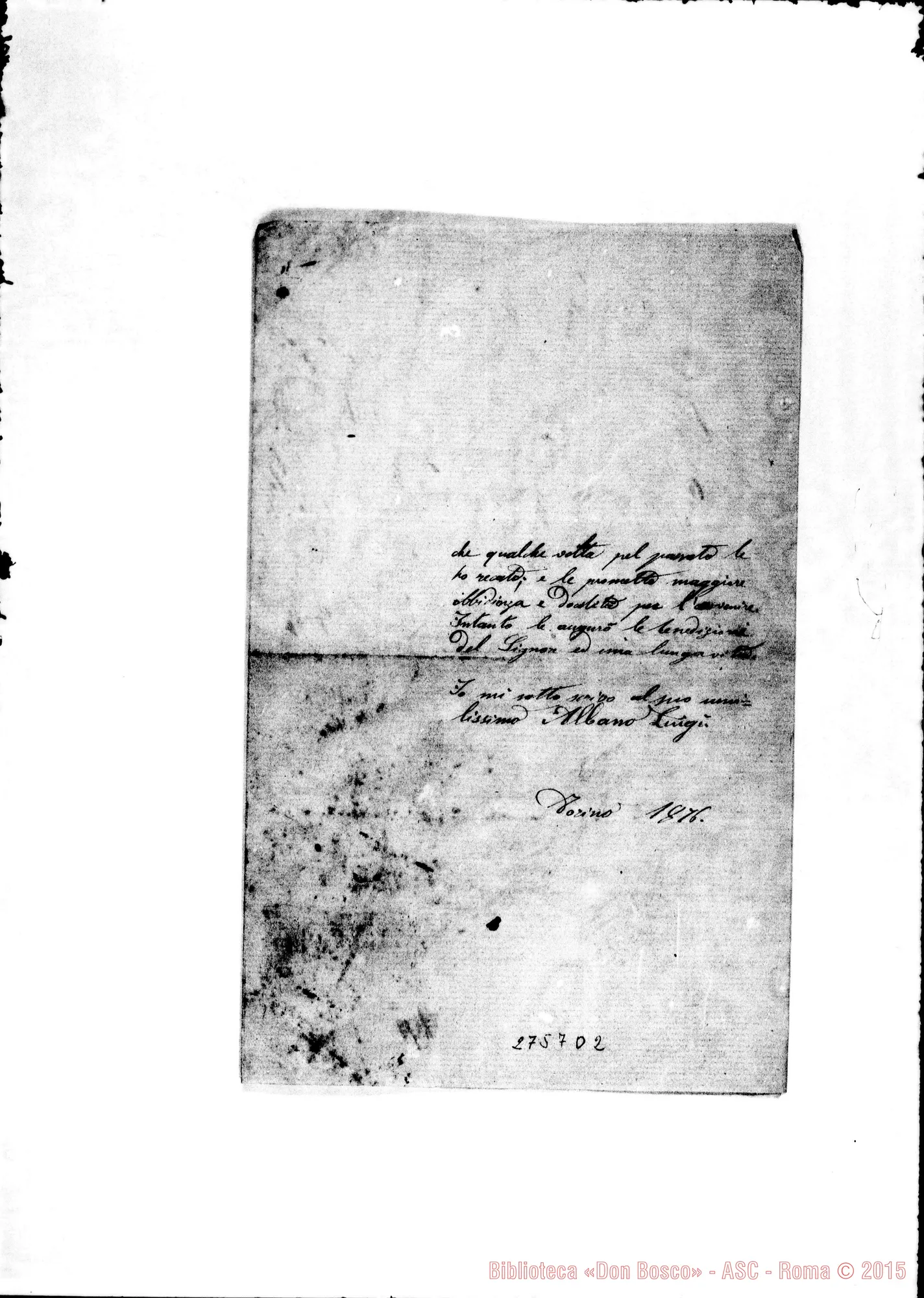 Fotogramma D 2 — Albano Luigi: lettera