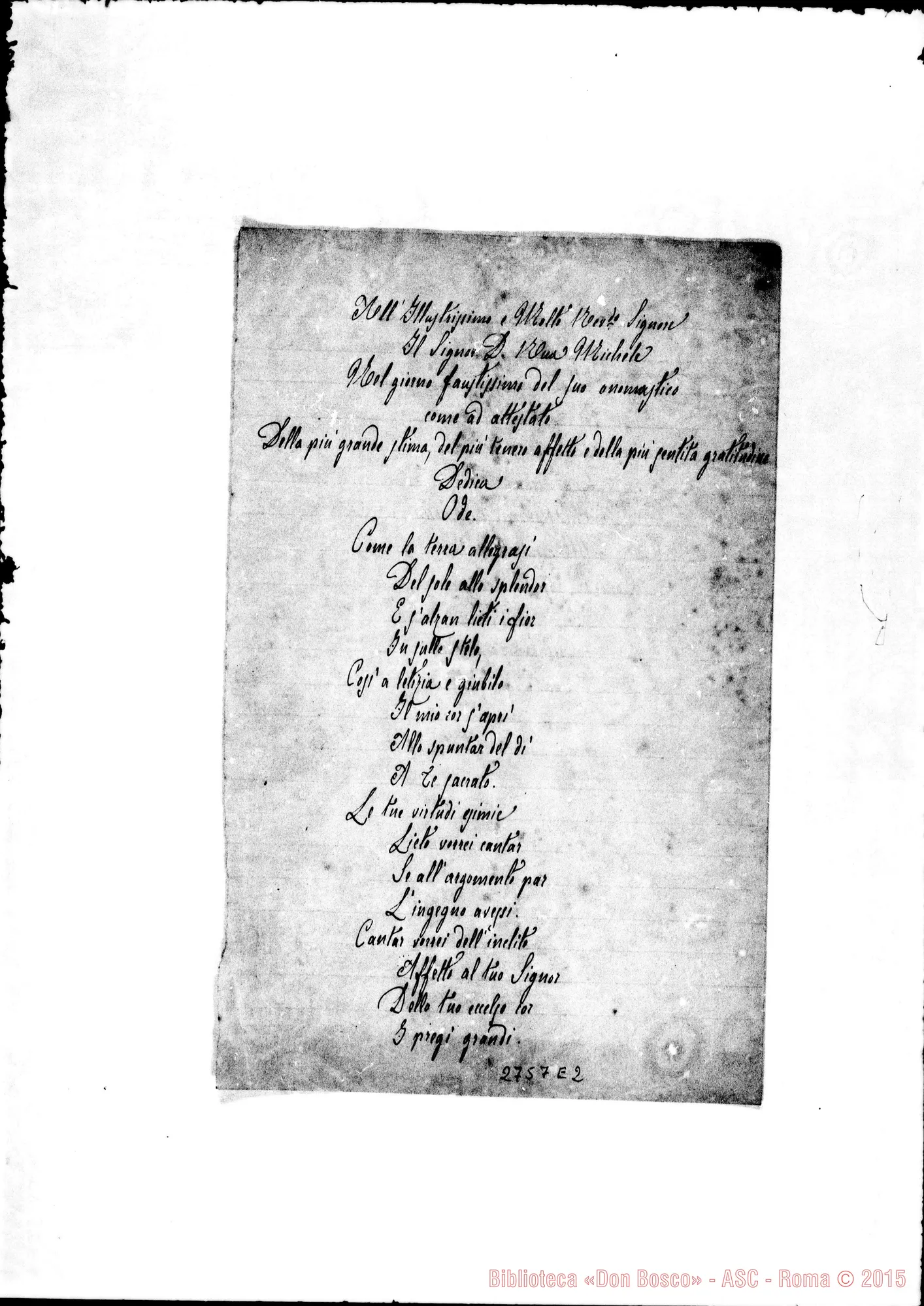 Fotogramma E 2 — Coccero Antonio, ch.: ode