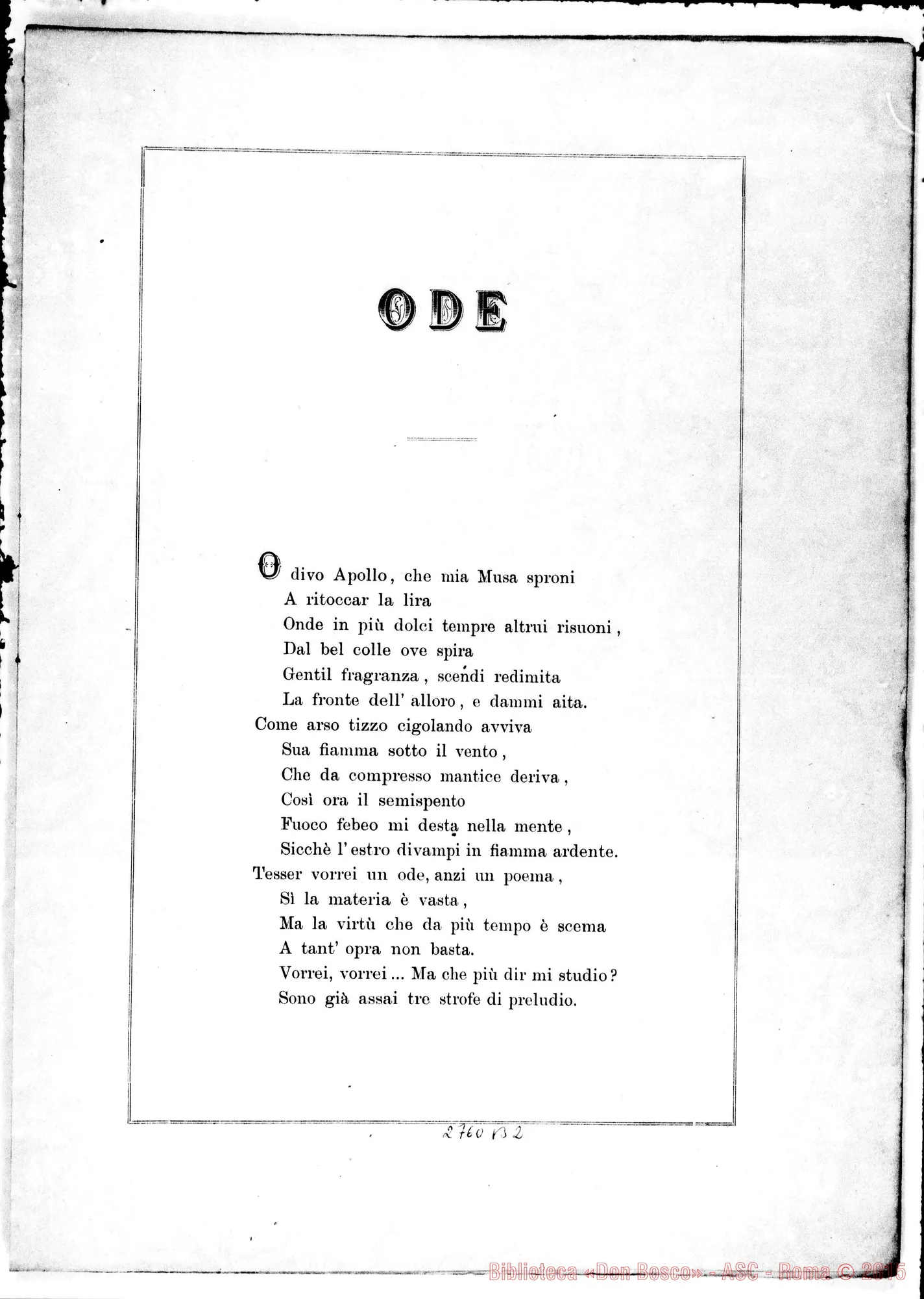 Fotogramma B 2 — D. Pompeo, can. Petroncini: ode
