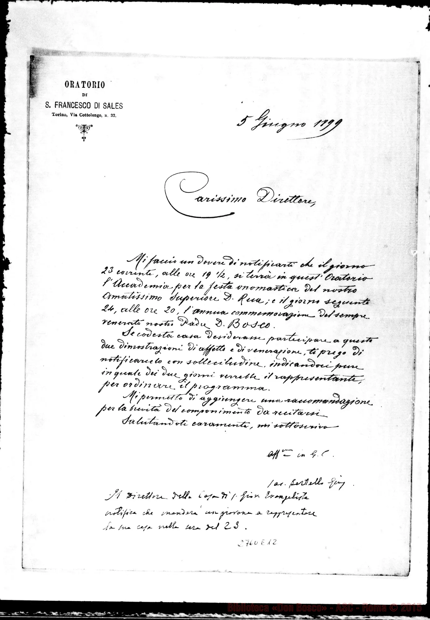 Fotogramma E 12 — Bertello Giuseppe A Carissimo Direttore