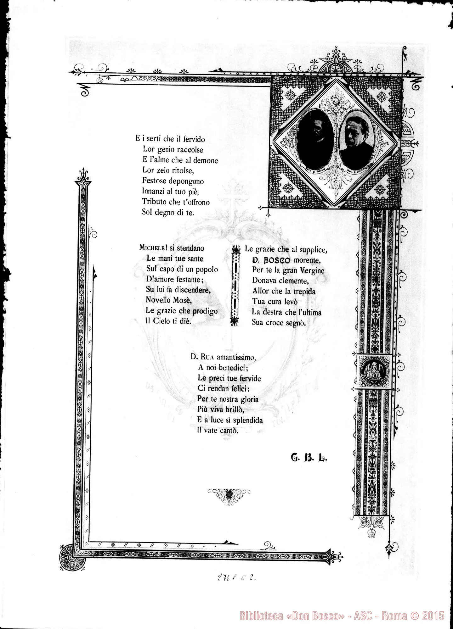 Fotogramma C 2 — A D. Michele Rua nella ricorrenza dell’onomastico: Inno di D. Lemoyne