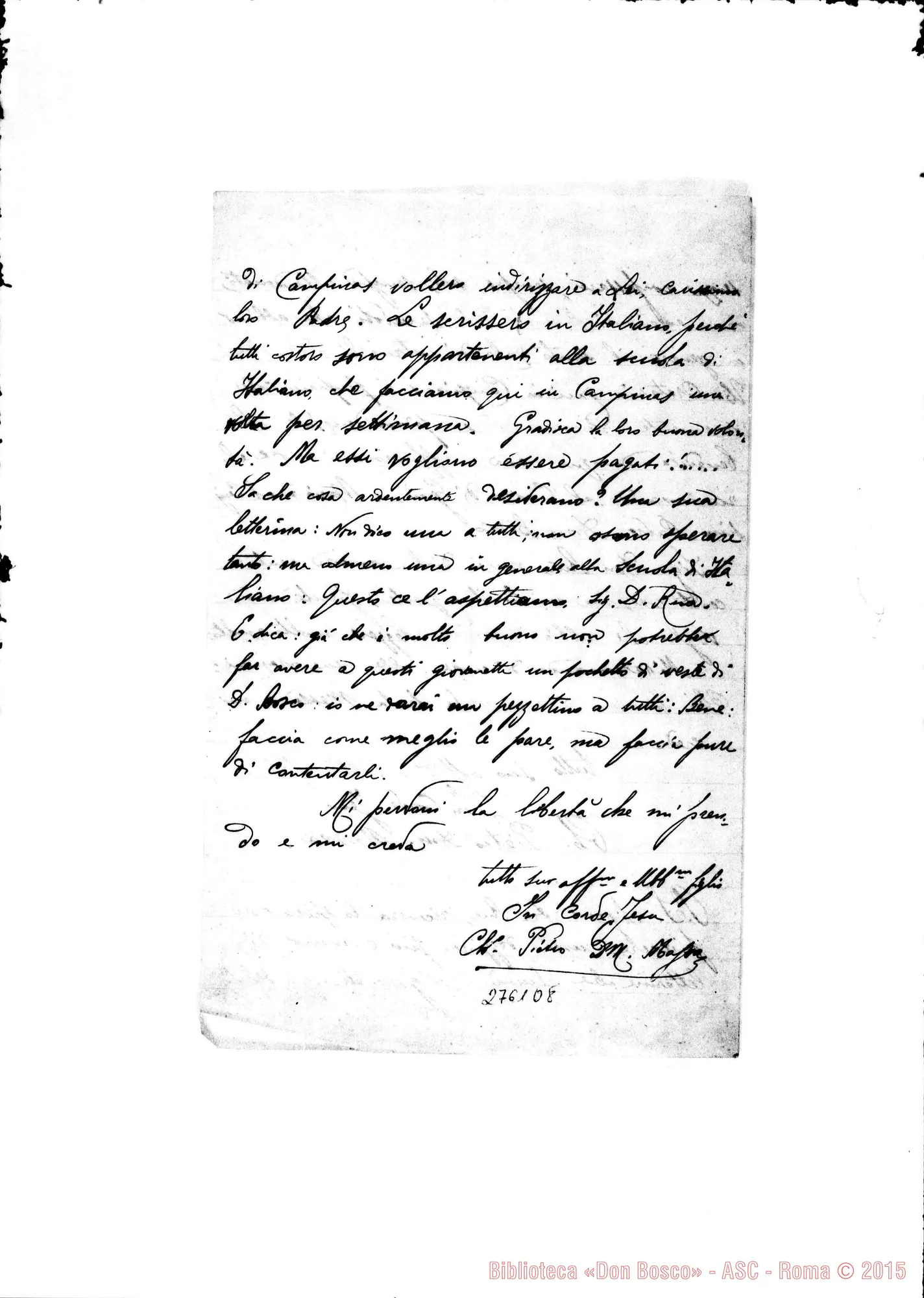 Fotogramma D 8 — Massa Pietro, ch.: lettera