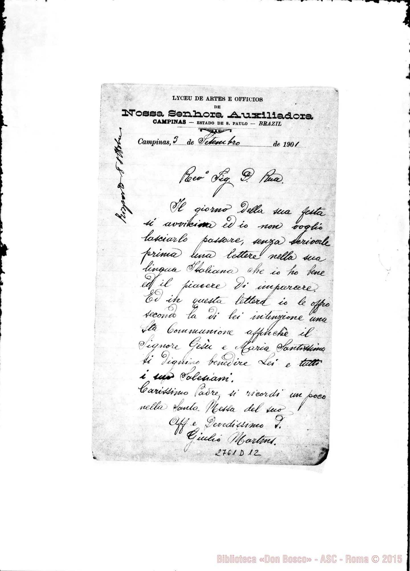 Fotogramma D 12 — Giulio Martins: lettera