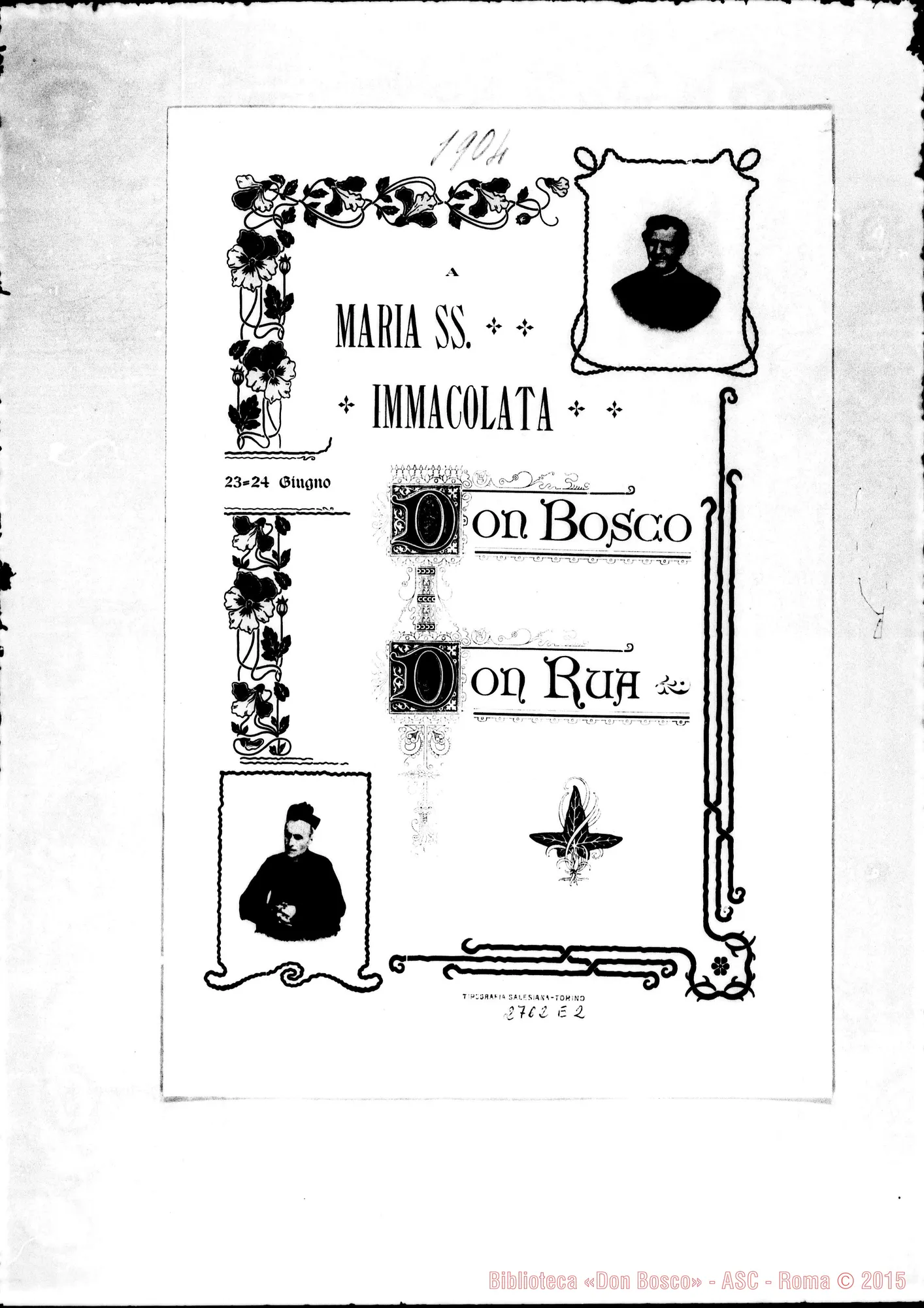 Fotogramma E 2 — A Maria S.ma Immacolata - D. Giovanni Bosco - D. Michele Rua: Inno di D. Lemoyne