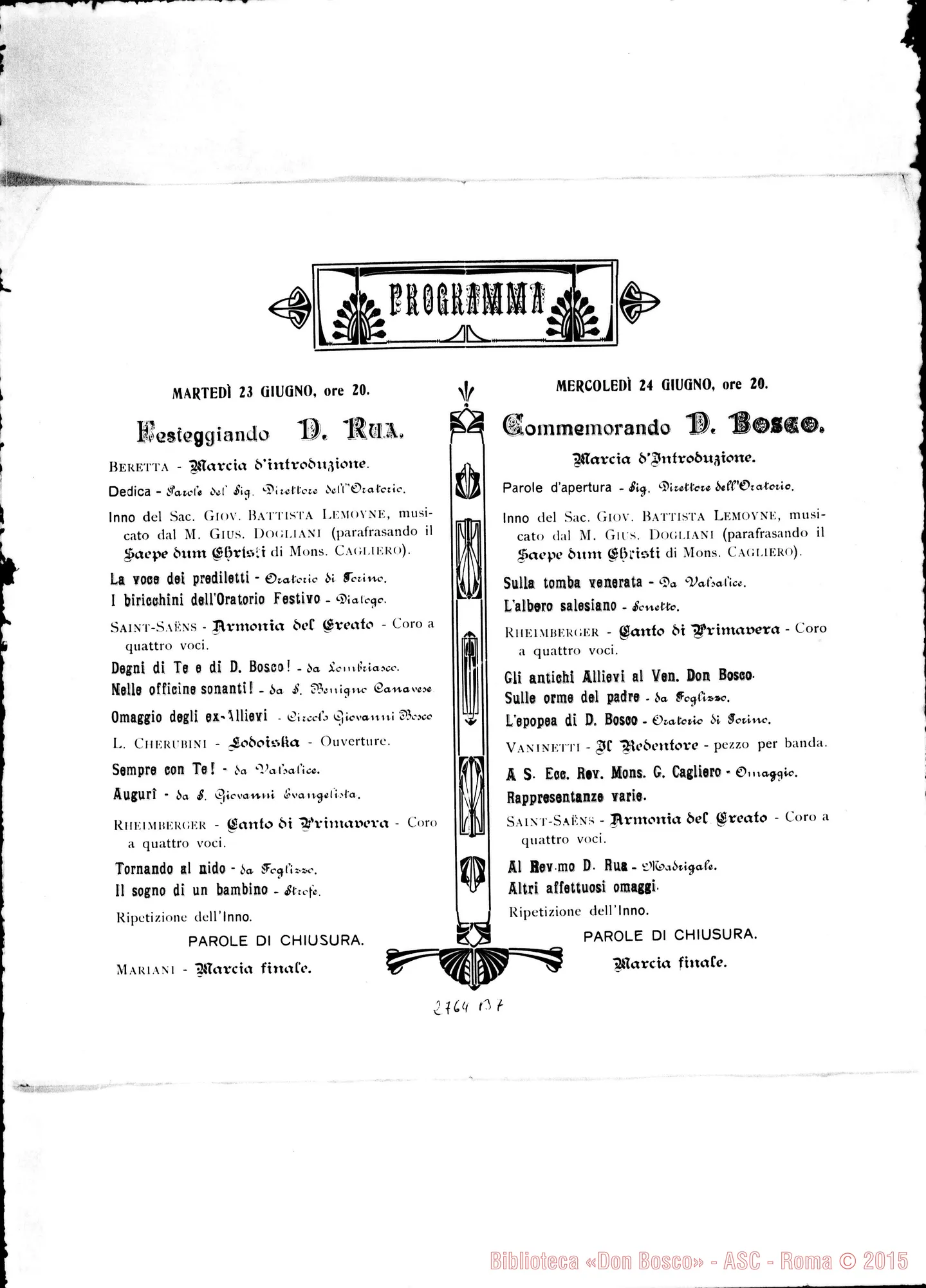 Fotogramma B 7 — Programma dei festeggiamenti