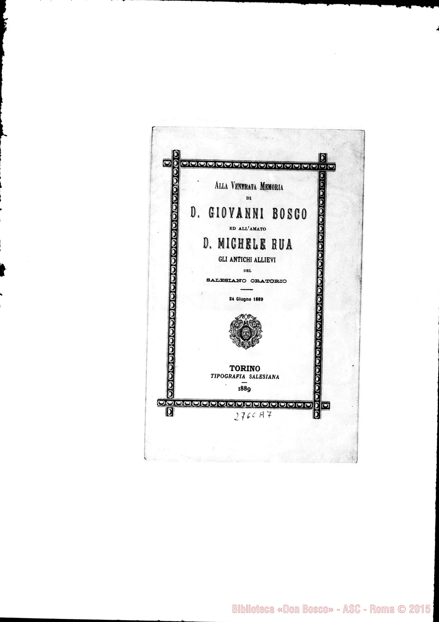 Fotogramma A 7 — Alla memoria di D. Giovanni Bosco. Prof. A.Fabre